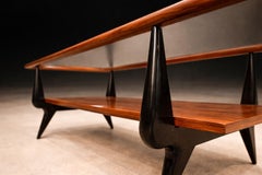 Tavolino da caffè brasiliano di metà secolo in caviúna e vetro di Fratte, anni '50