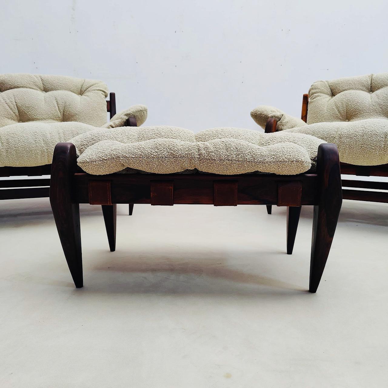 Mid-20th Century Mid-Century Modern Brazilian Easy Chairs and Ottoman by Jean Gillon for Italma W