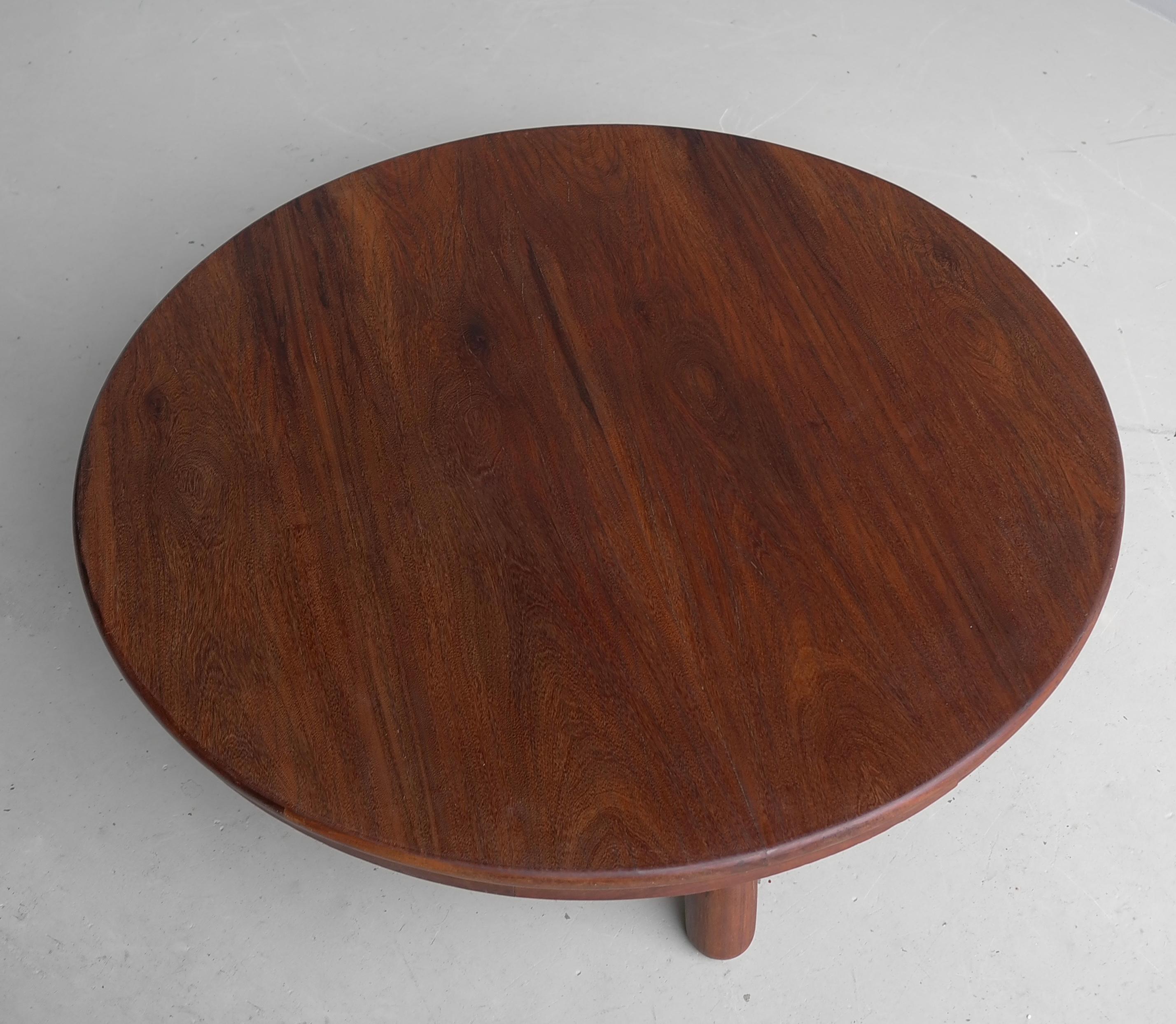 Mid-Century Modern Brazilian Hardwood round coffee table 1960's For Sale 1