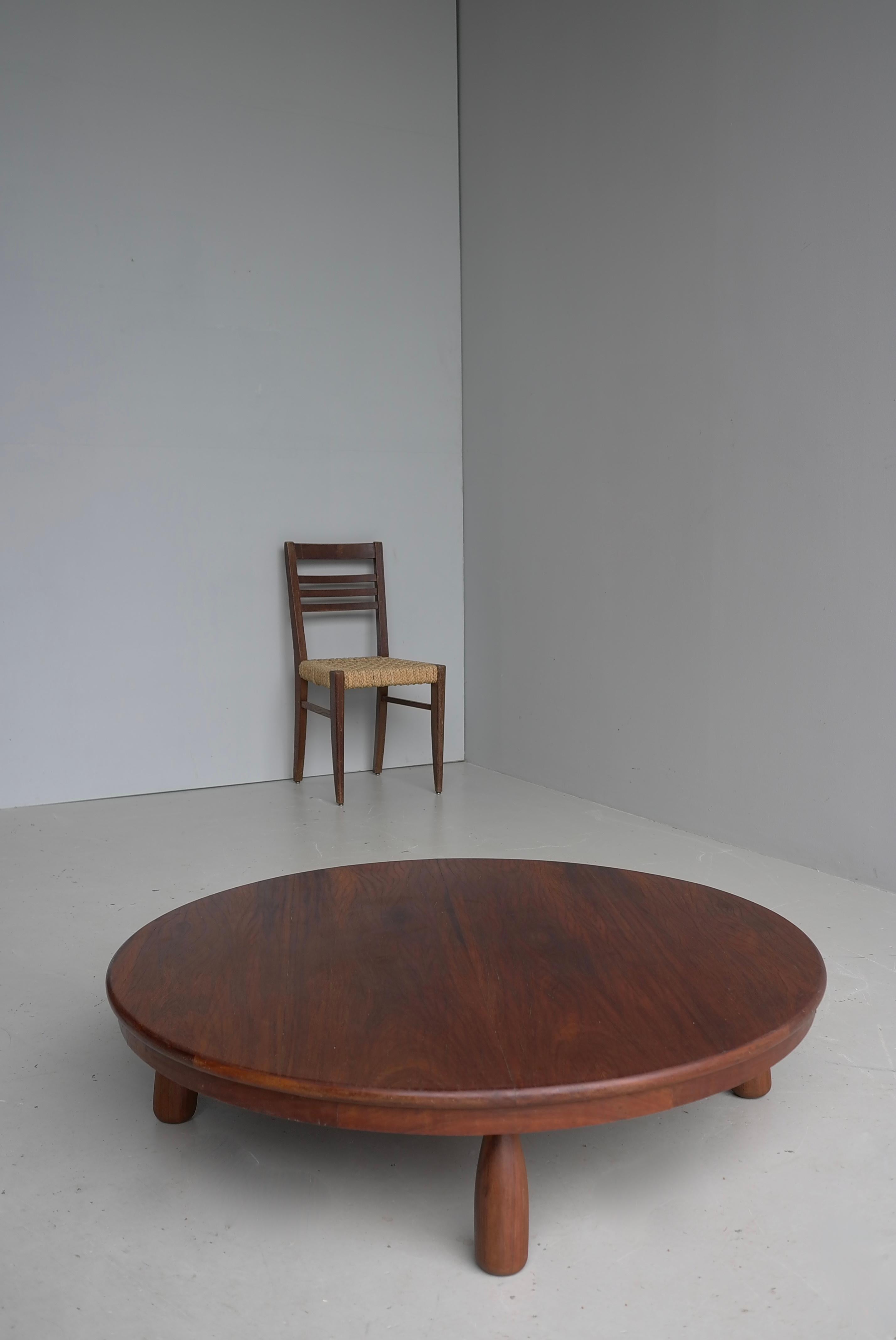 Mid-Century Modern Brazilian Hardwood round coffee table 1960's For Sale 2