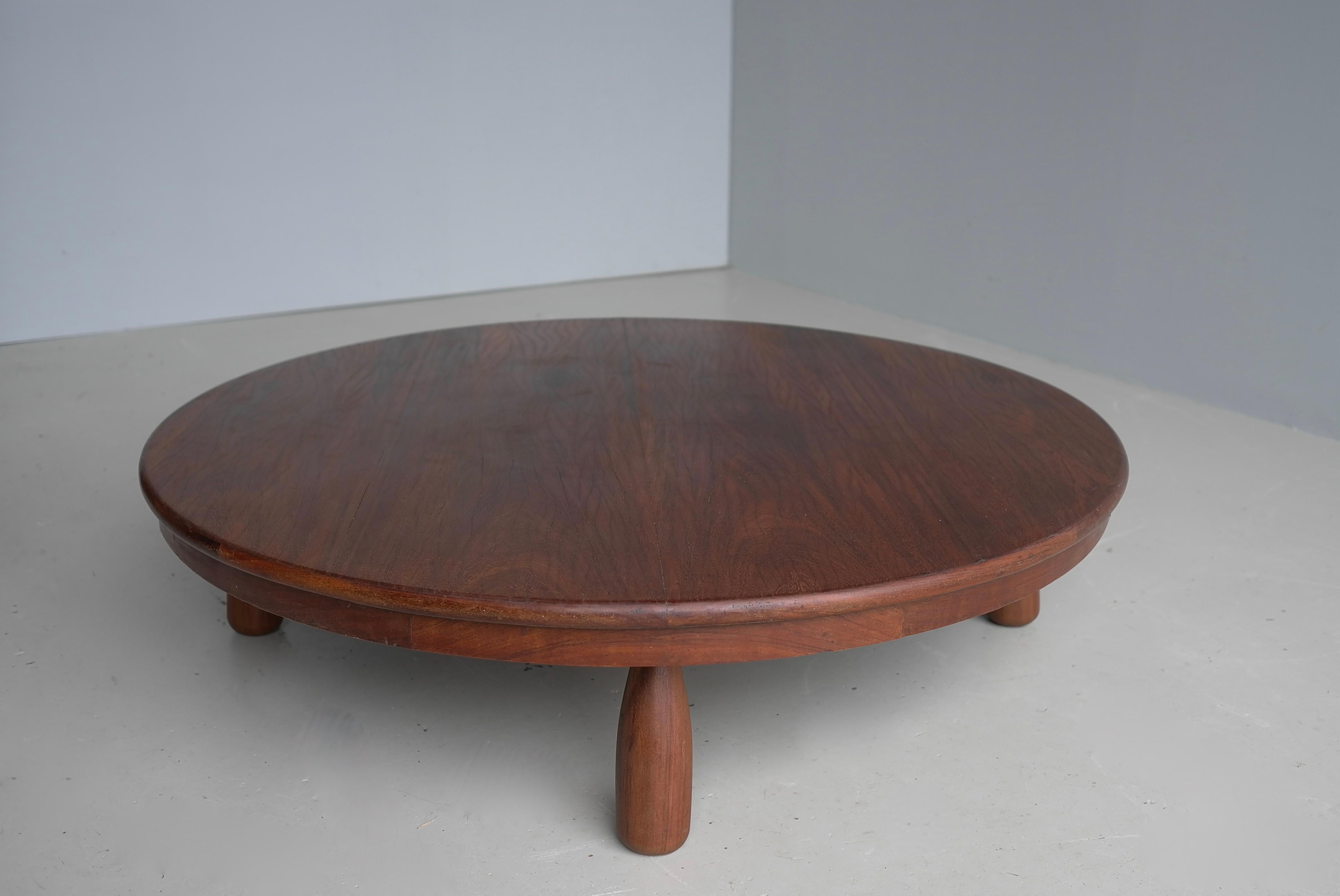 Mid-Century Modern Brazilian Hardwood round coffee table 1960's For Sale 4