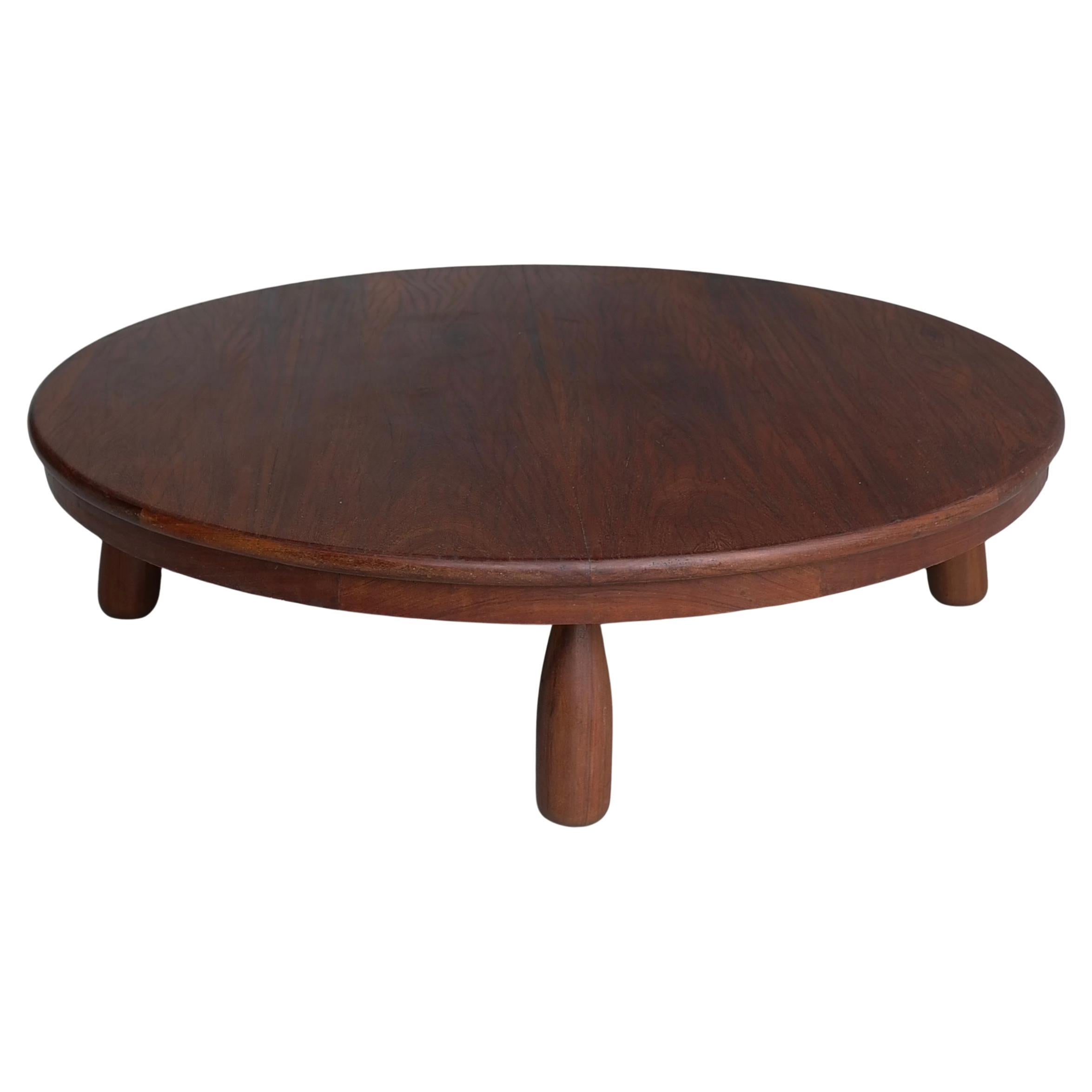 Mid-Century Modern Brazilian Hardwood round coffee table 1960's