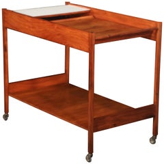 Mid-Century Modern Brazilian Jacaranda Bar Cart with Removable Tray, 1960s