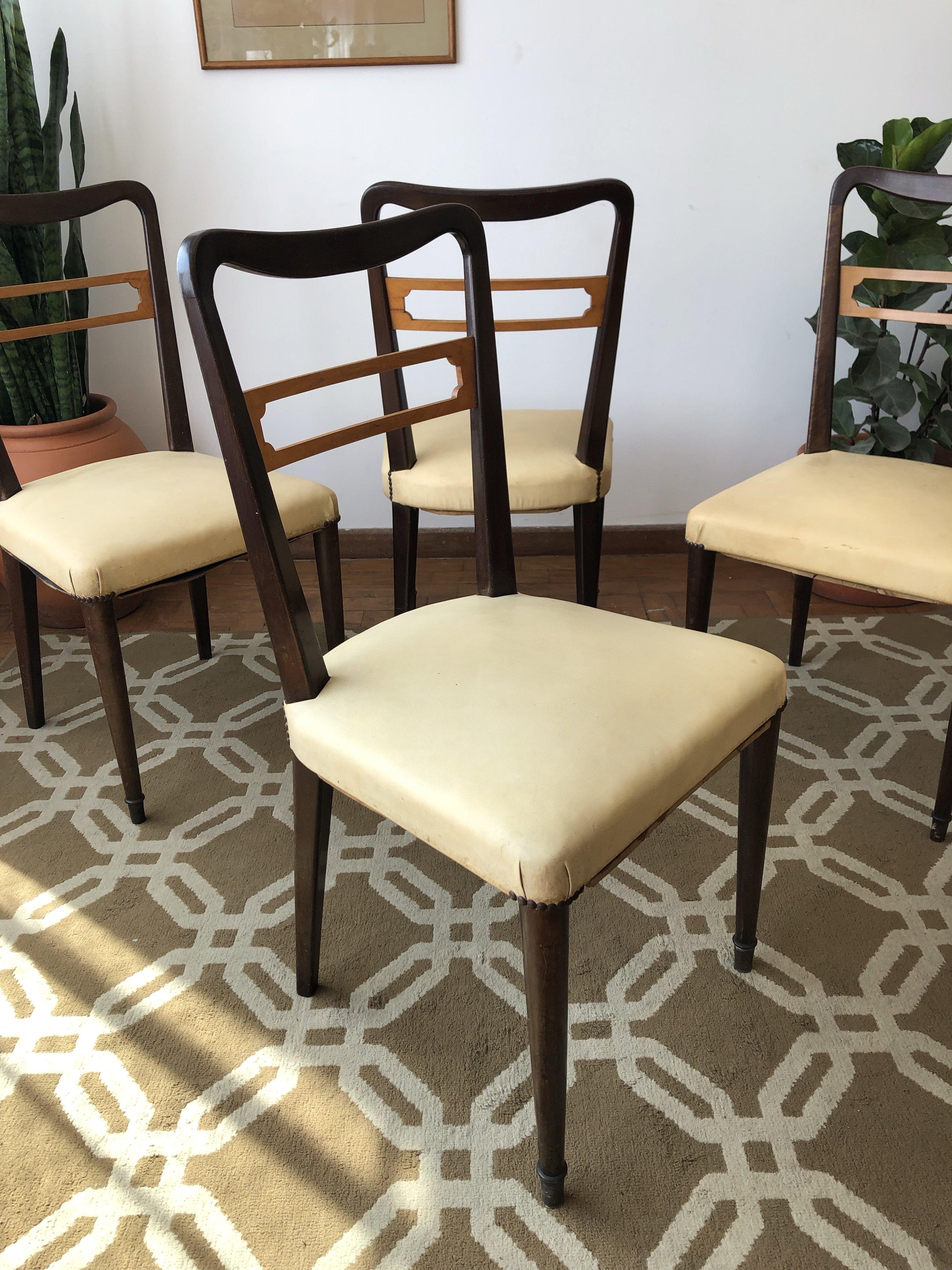Mid-Century Modern Brazilian Light Yellow Chairs in Solid Wood, Set of 4 For Sale 10