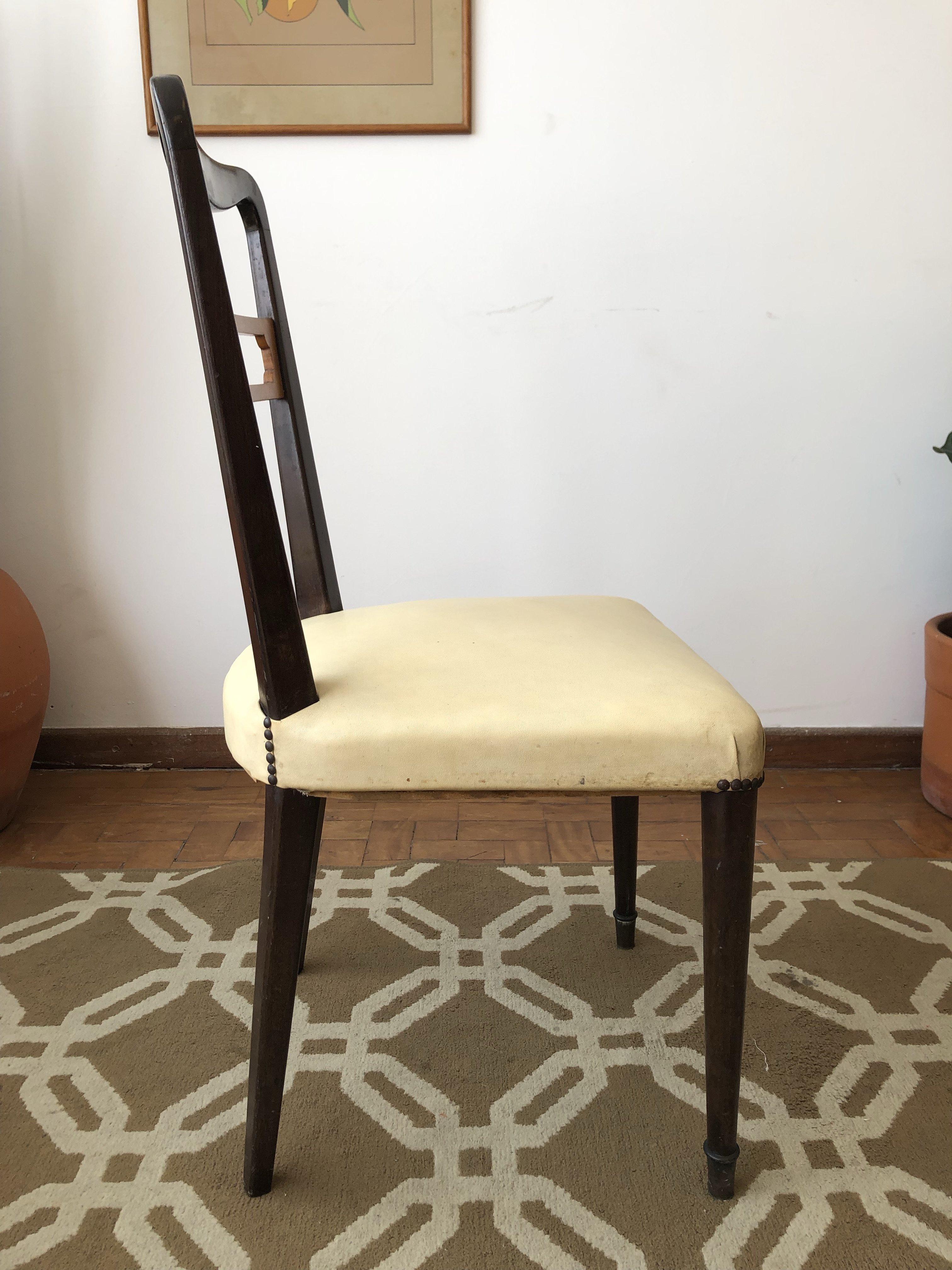 South American Mid-Century Modern Brazilian Light Yellow Chairs in Solid Wood, Set of 4 For Sale
