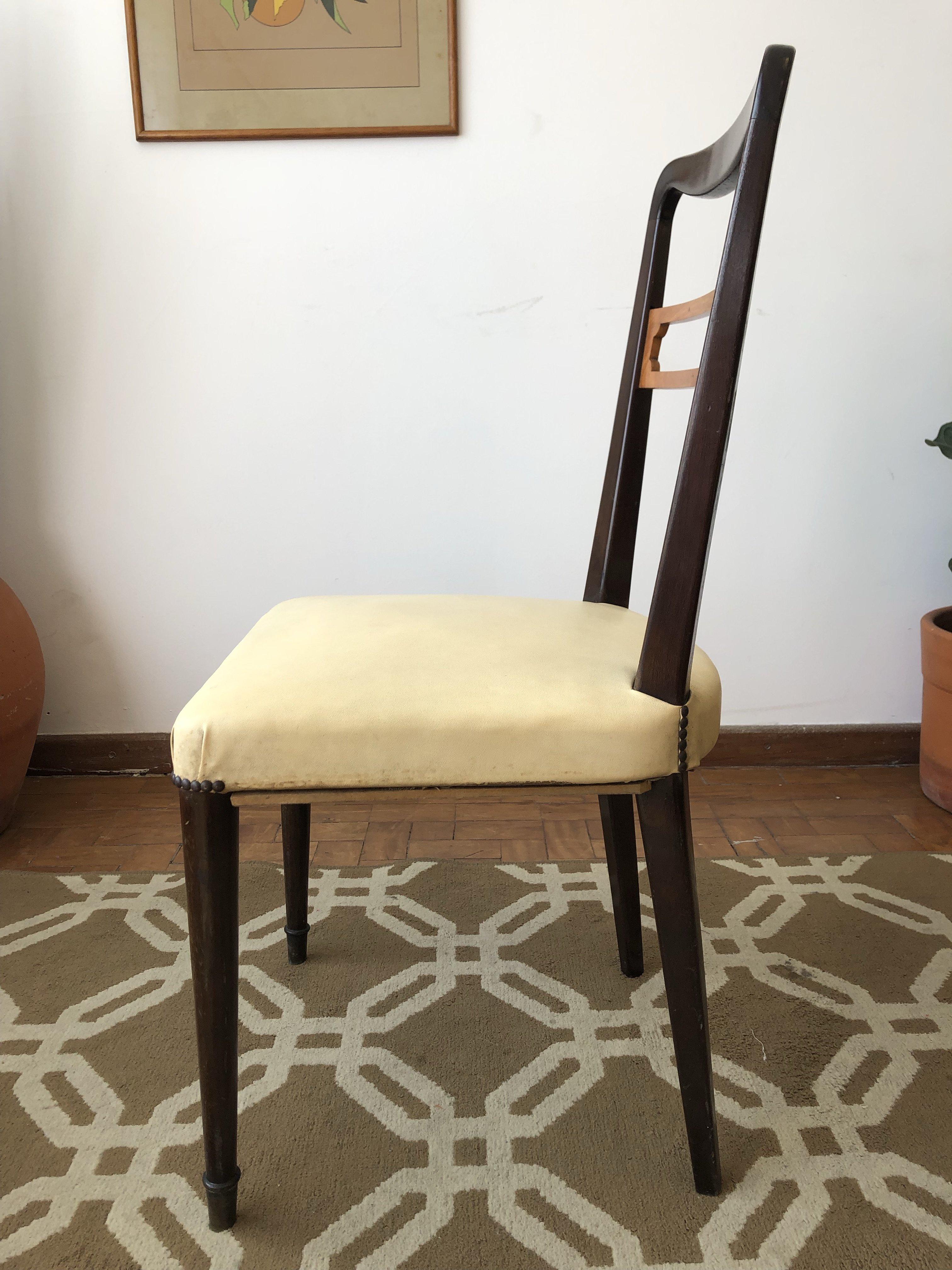 Mid-20th Century Mid-Century Modern Brazilian Light Yellow Chairs in Solid Wood, Set of 4 For Sale