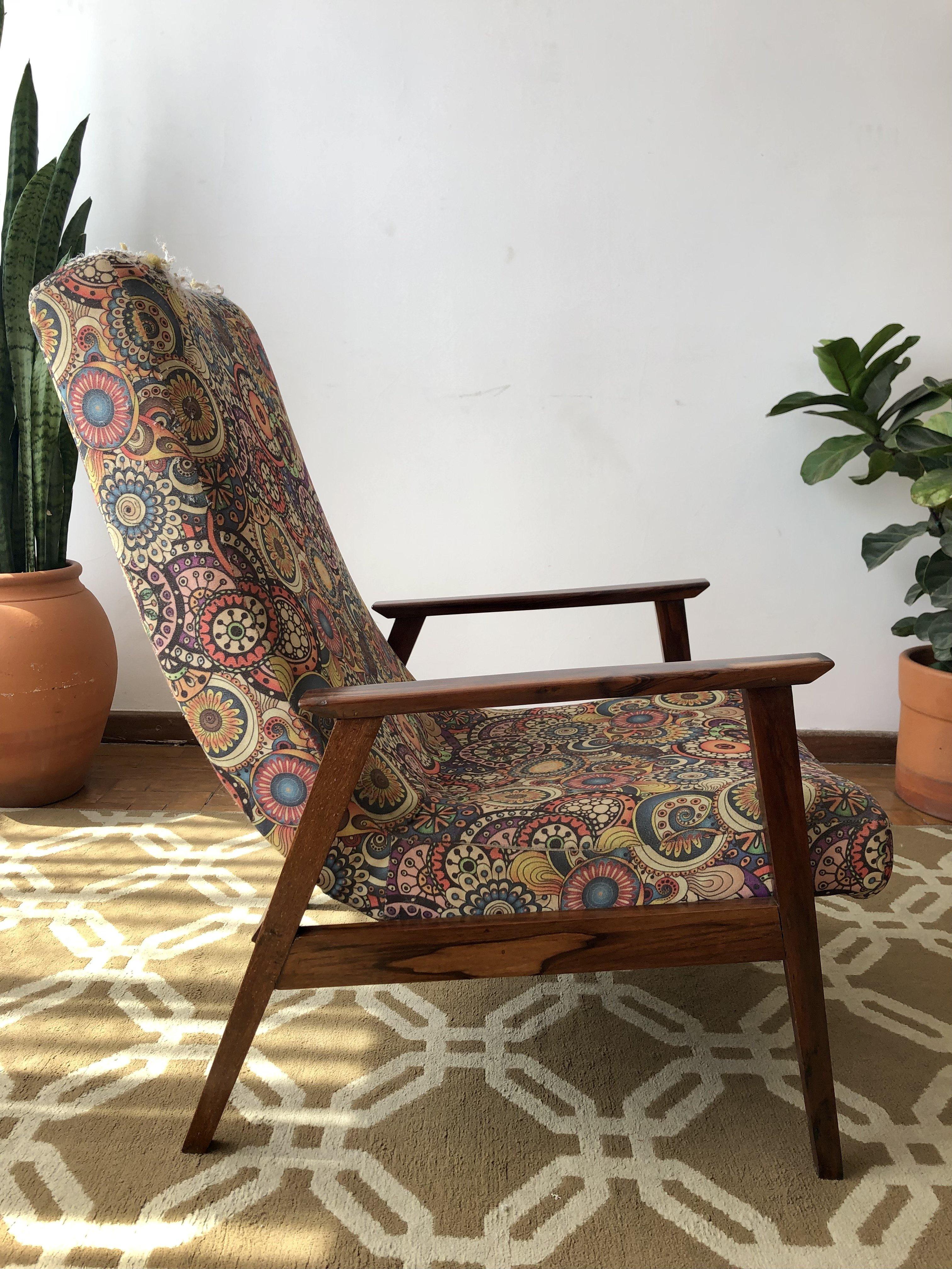 Upholstery Mid-Century Modern Brazilian Lounge Armchair Made by Gelli Moveis, 1960's For Sale