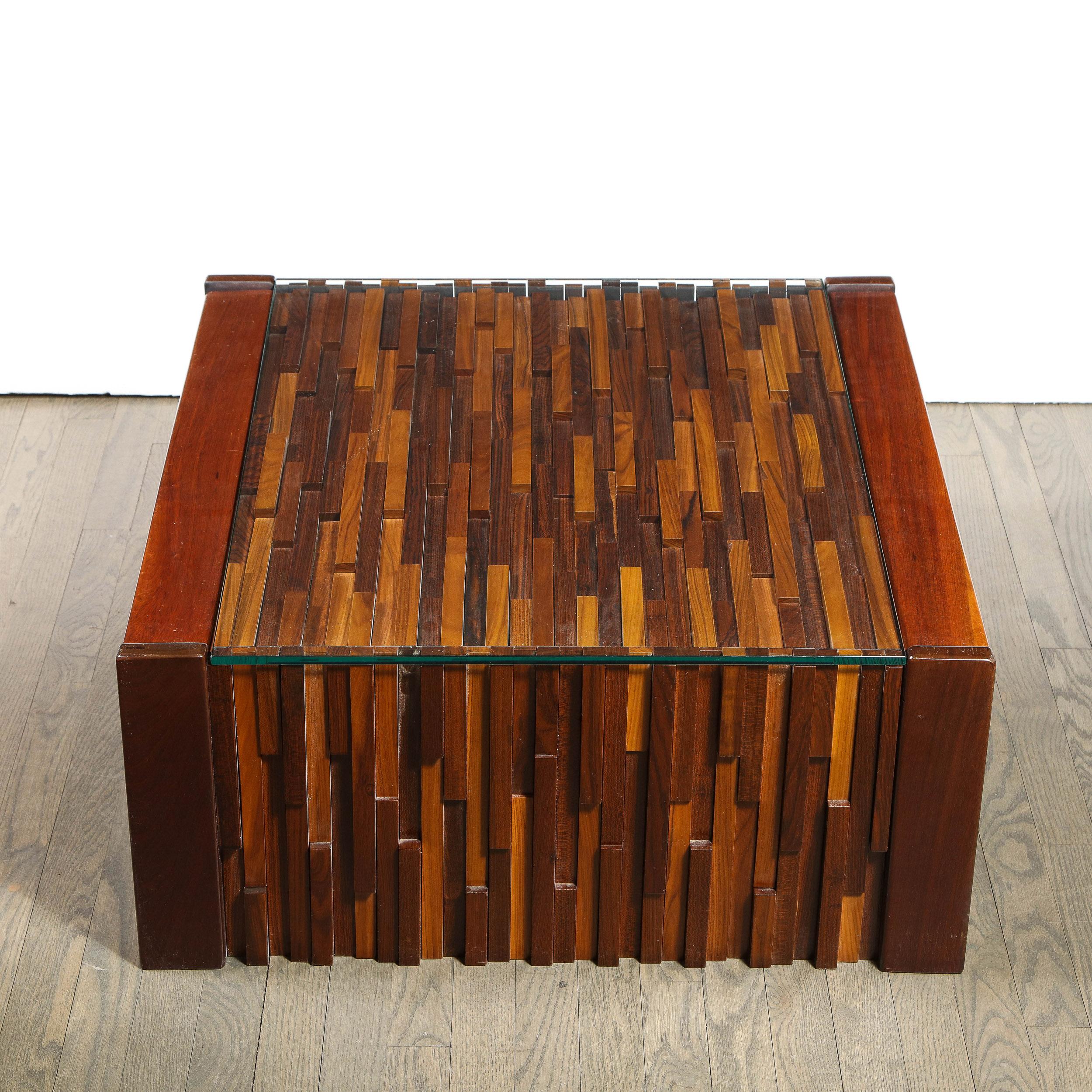 Mid-Century Modern Brazilian Mahogany & Glass Cocktail Table by Percival Lafer For Sale 4