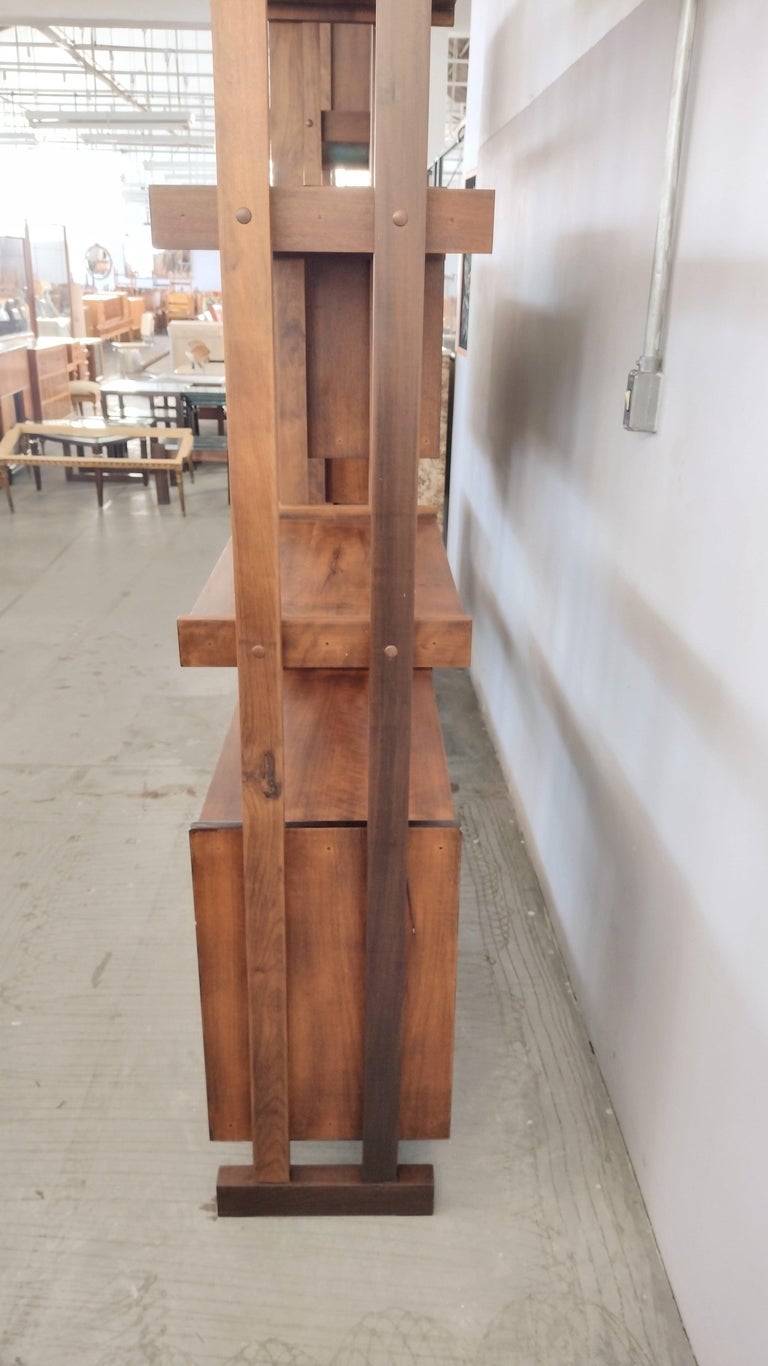 MidCentury Modern Brazilian Multi Niche Bookcase in Solid Imbuia Wood