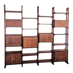 Mid-Century Modern Brazilian Multi Niche Bookcase in Solid Imbuia Wood