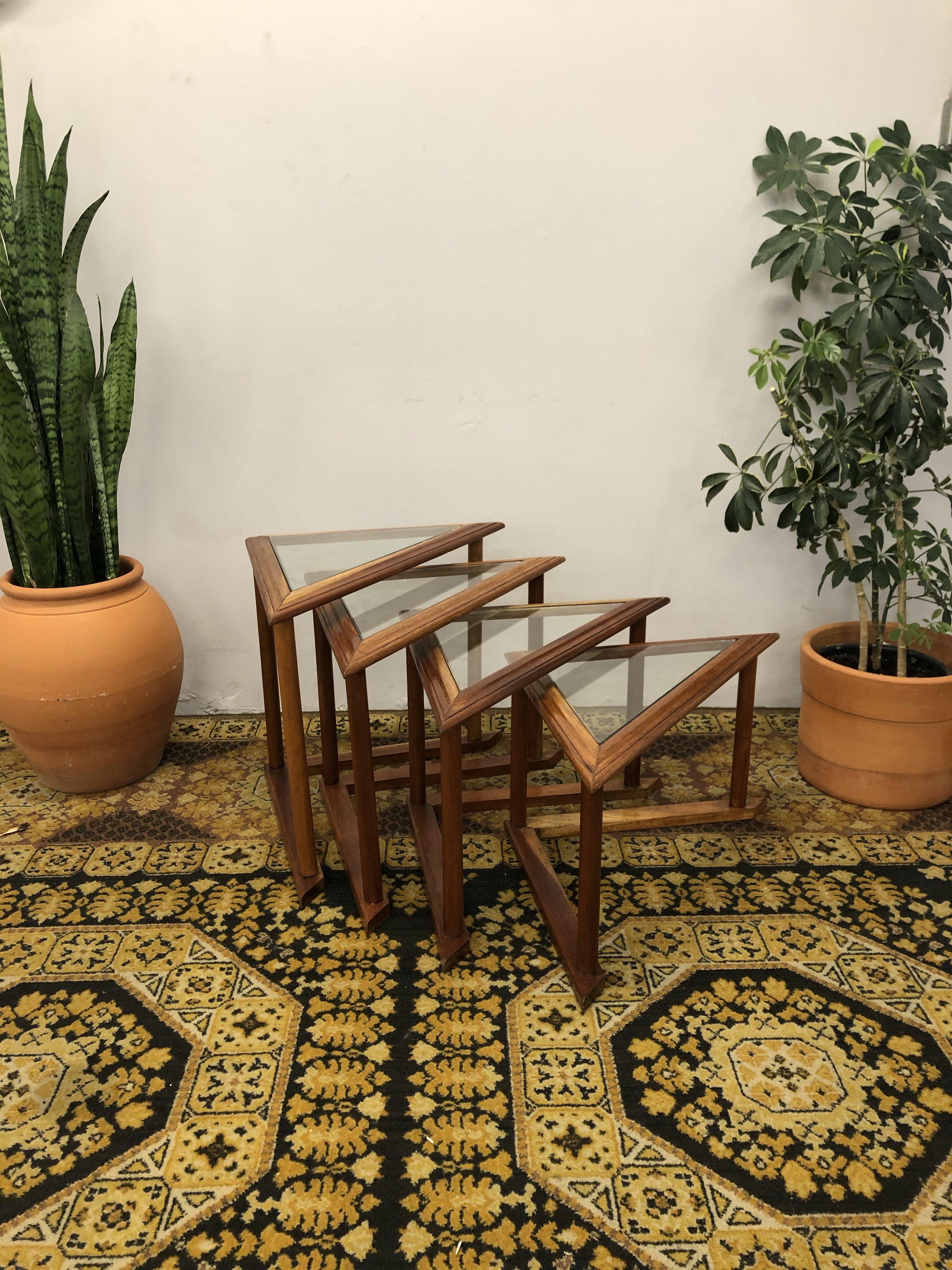 Mid-Century Modern Brazilian Nesting Tables in Wood, Set of 4 7