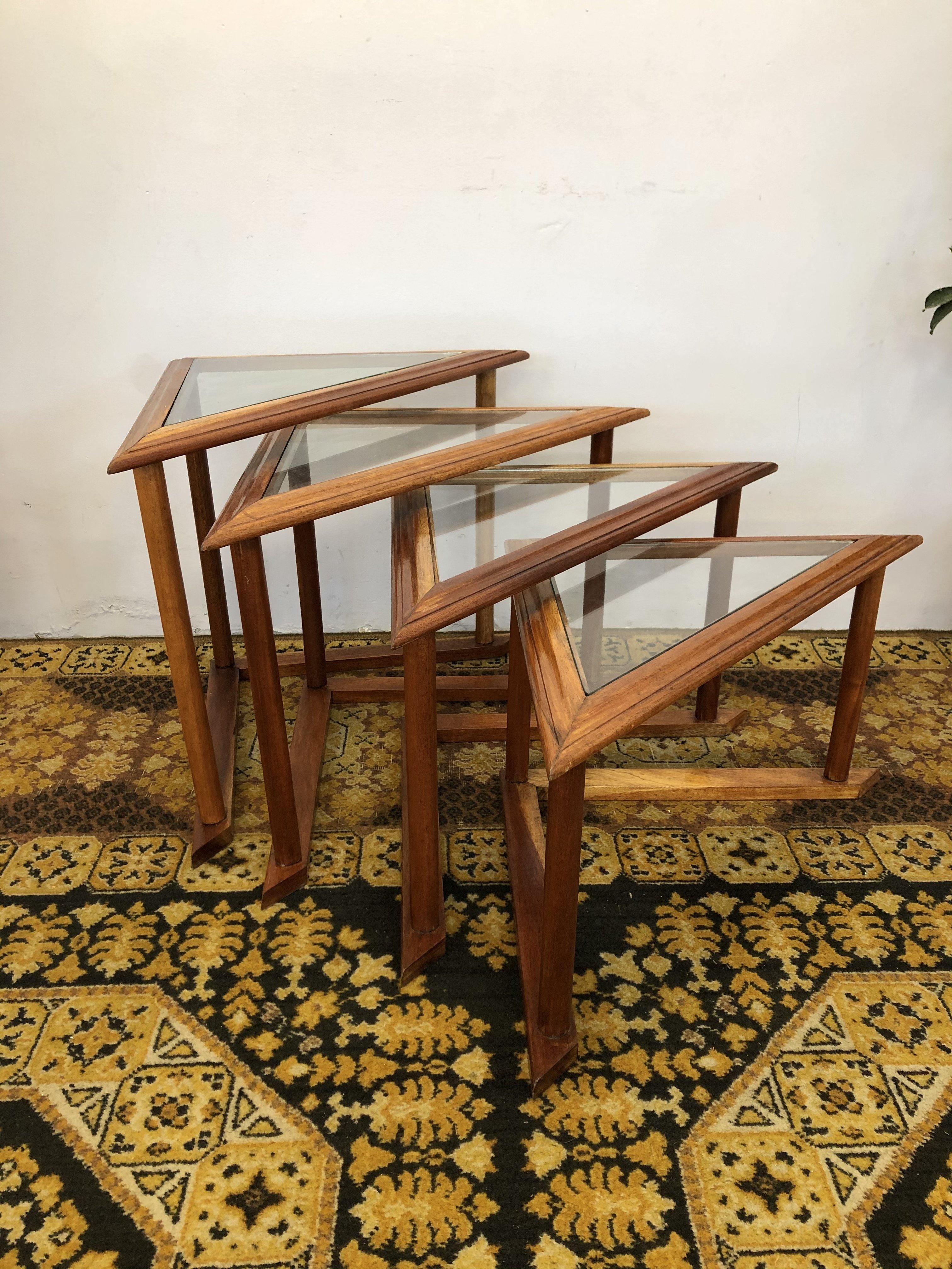 Woodwork Mid-Century Modern Brazilian Nesting Tables in Wood, Set of 4