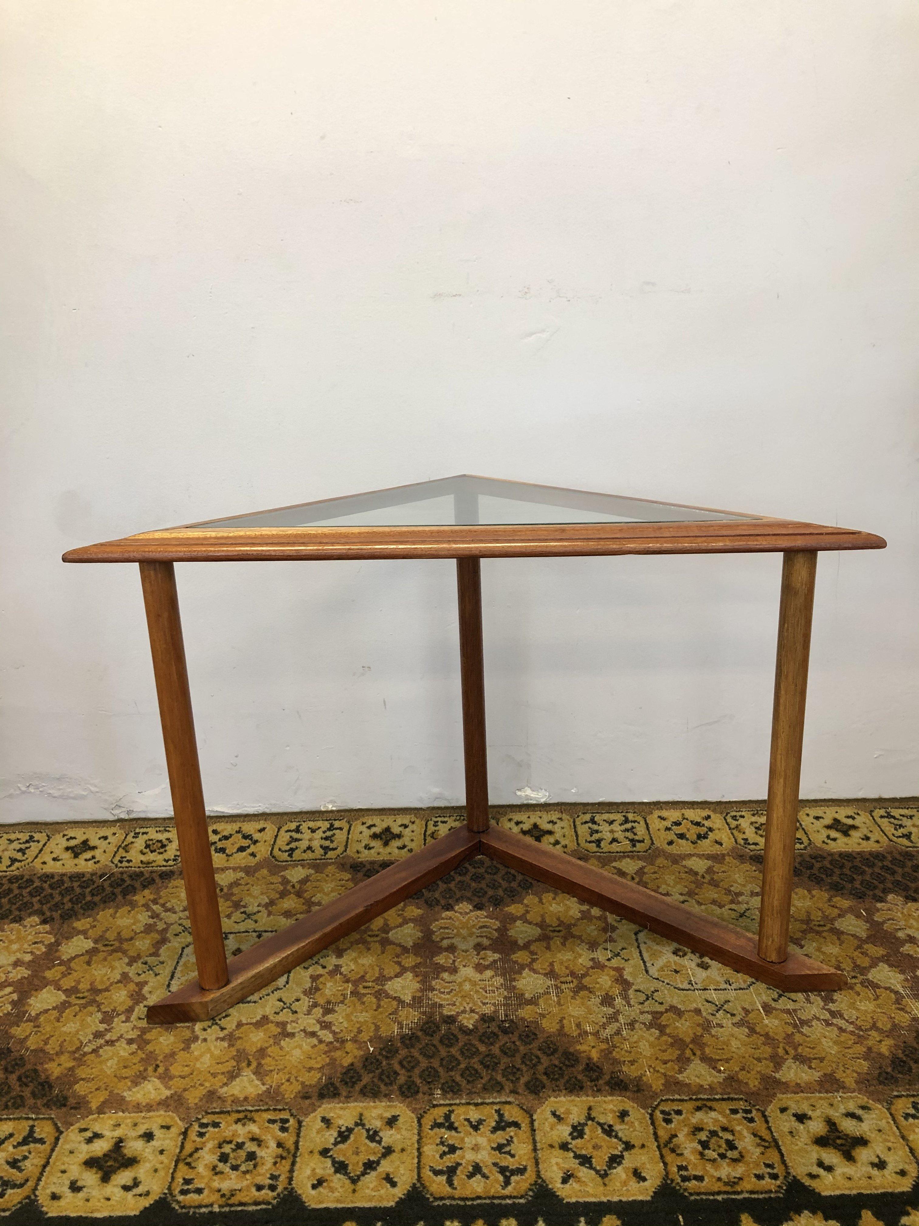 Glass Mid-Century Modern Brazilian Nesting Tables in Wood, Set of 4