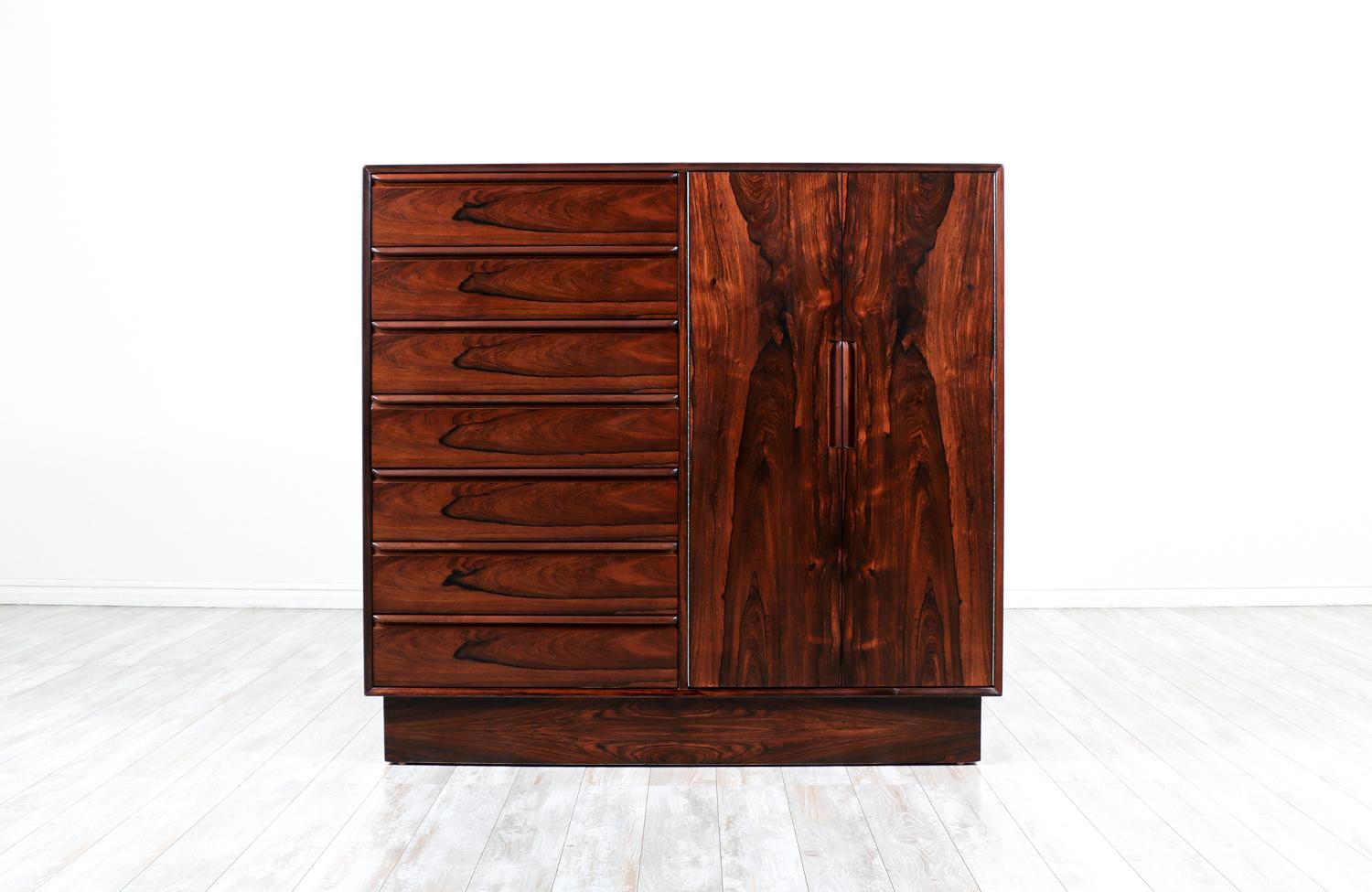 Mid-Century Modern Brazilian Rosewood Bachelor Chest of Drawers.