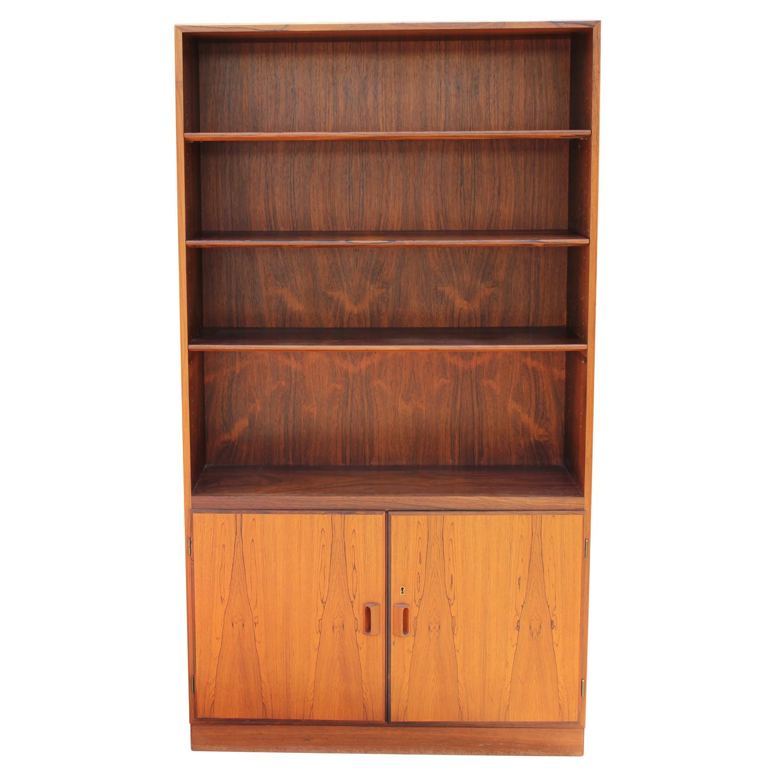 Mid-Century Modern Brazilian Rosewood Danish Bookcase Shelf Cabinet by Soborg