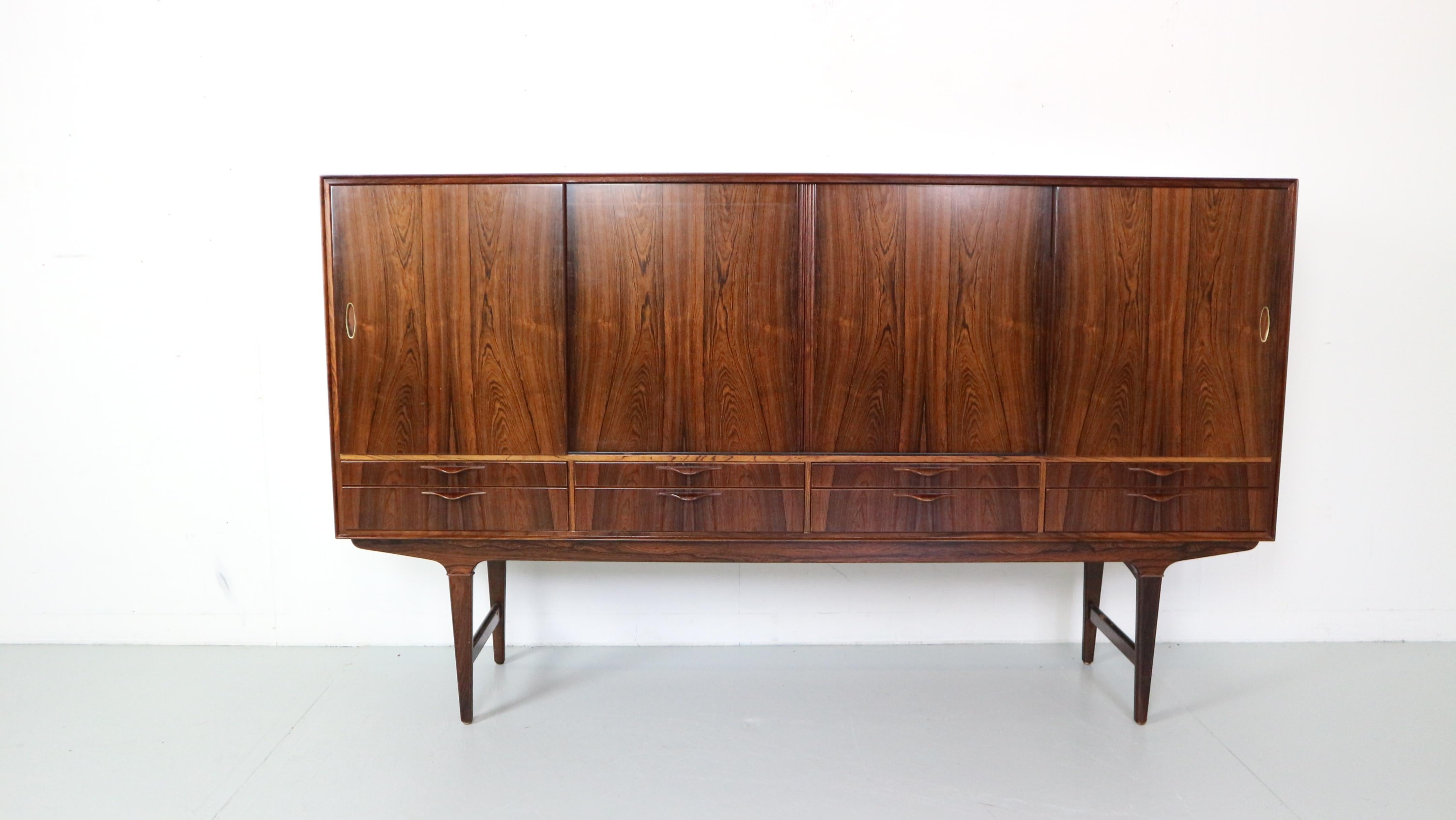 Mid-20th Century Mid-Century Modern Brazilian Rosewood Tall Credenza, High-board, 1960 Denmark  For Sale