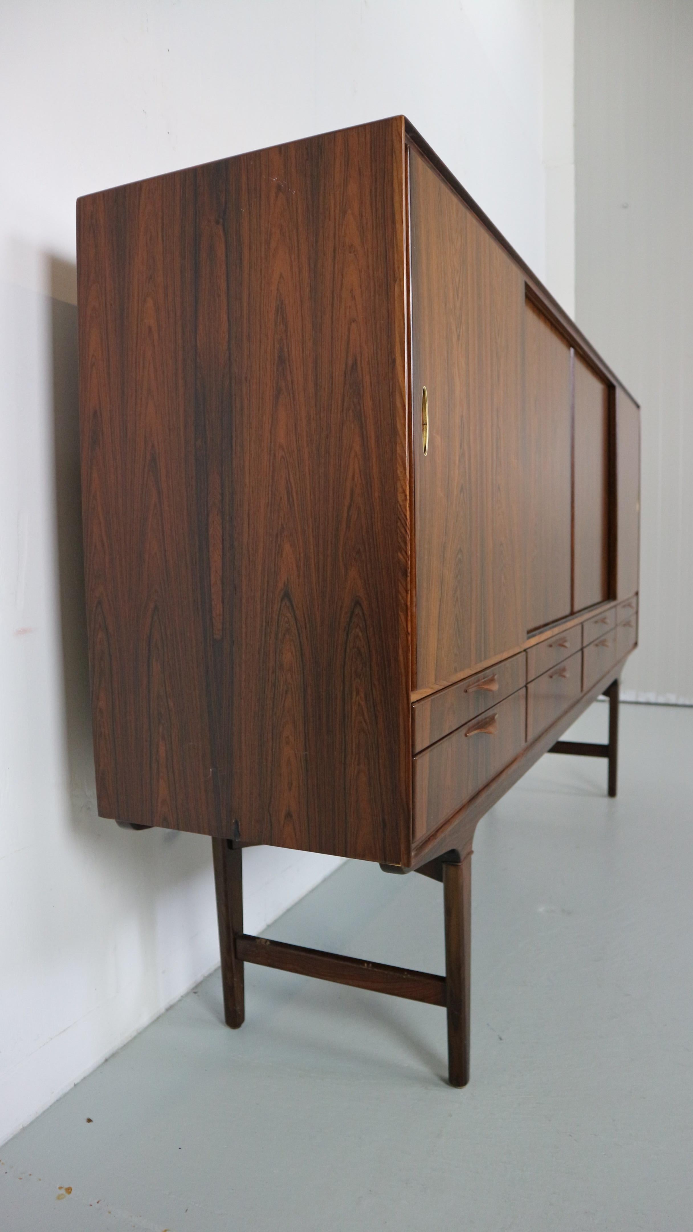 Mid-Century Modern Brazilian Rosewood Tall Credenza, High-board, 1960 Denmark  For Sale 2