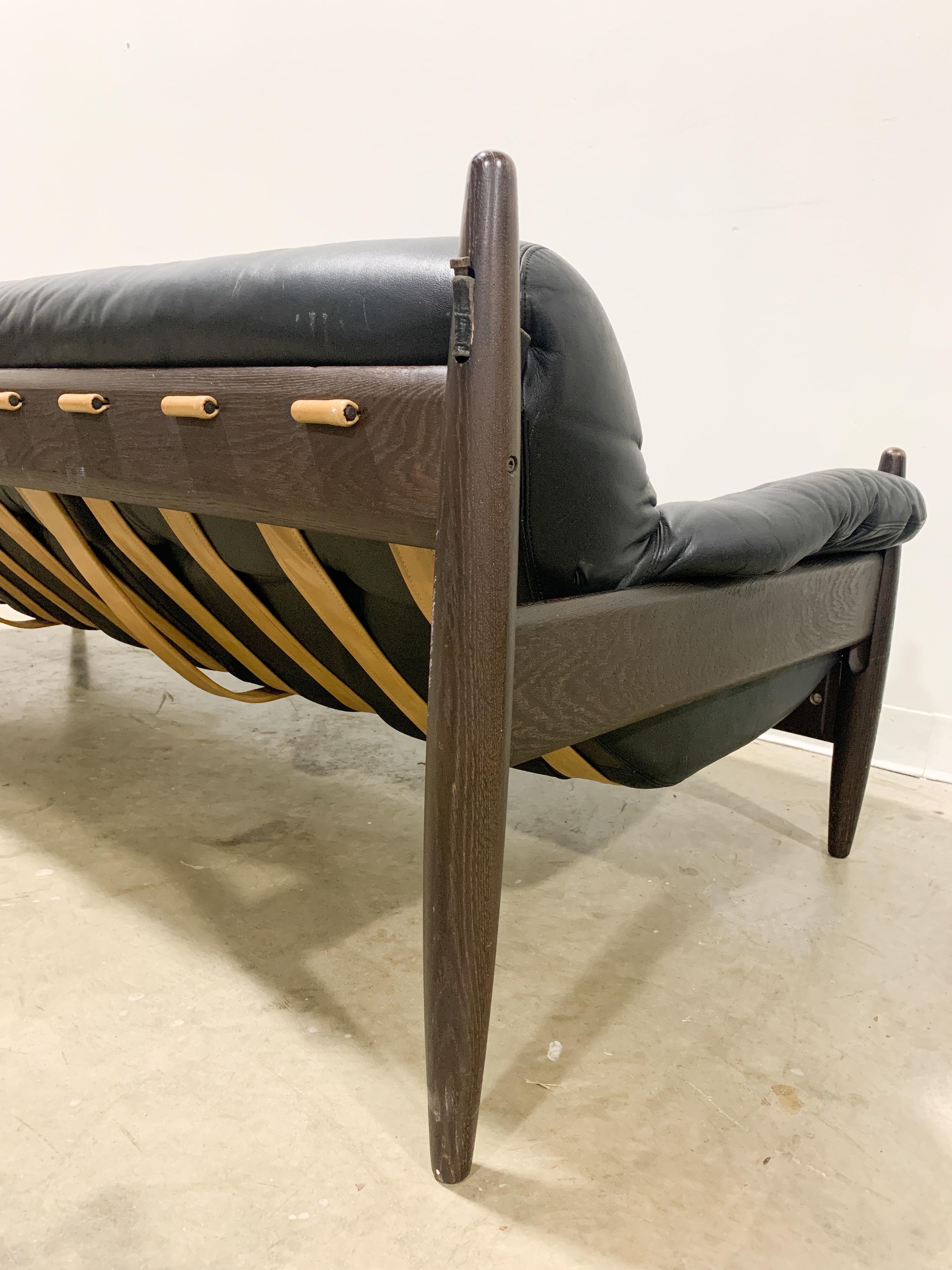 Late 20th Century Mid Century Modern Brazilian style leather sofa chair set