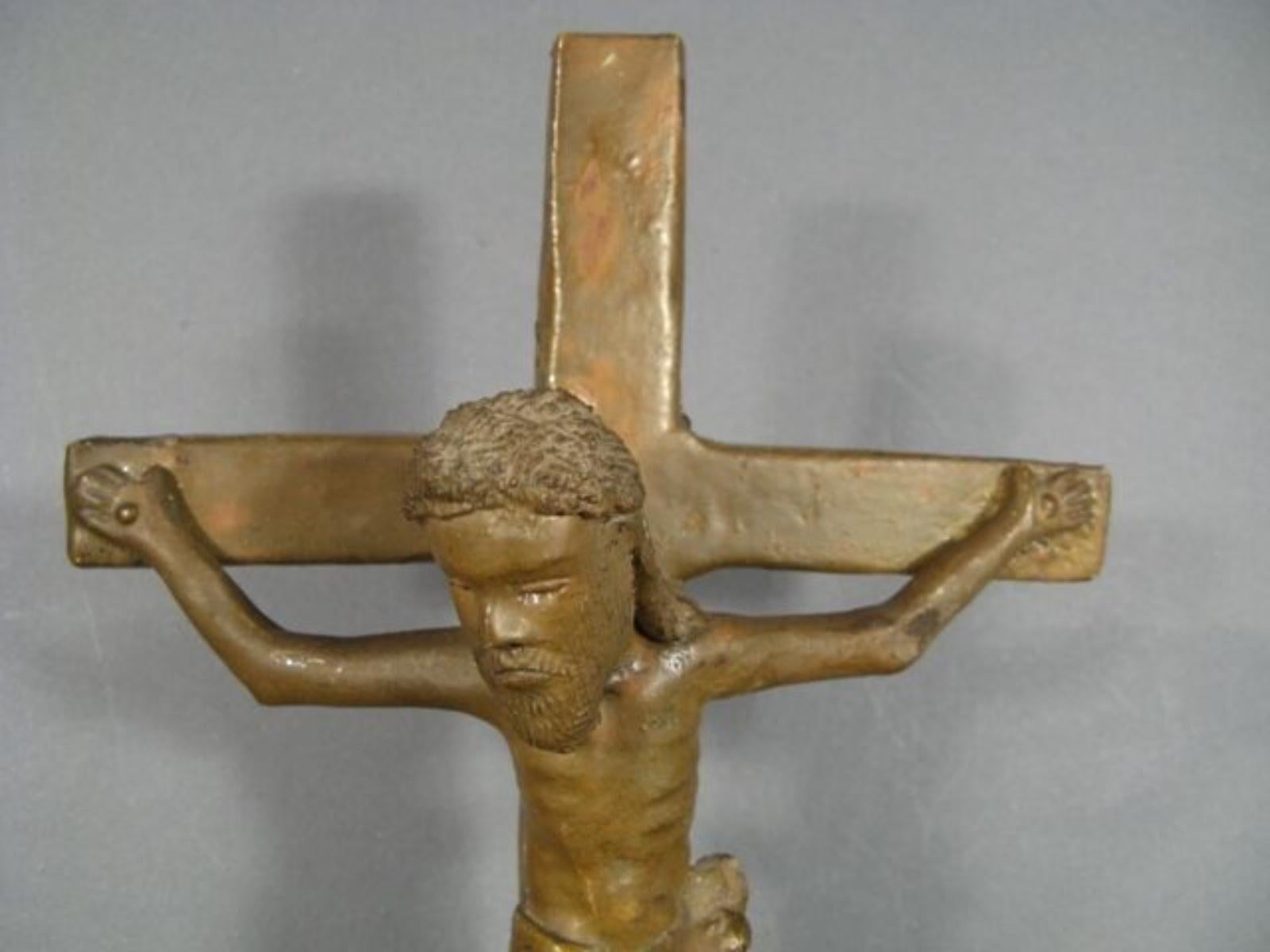 Empire Mid-Century Modern Brazilian Terracotta Crucifix by José Rodrigues -1Y65