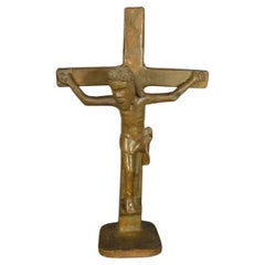 Vintage Mid-Century Modern Brazilian Terracotta Crucifix by José Rodrigues -1Y65