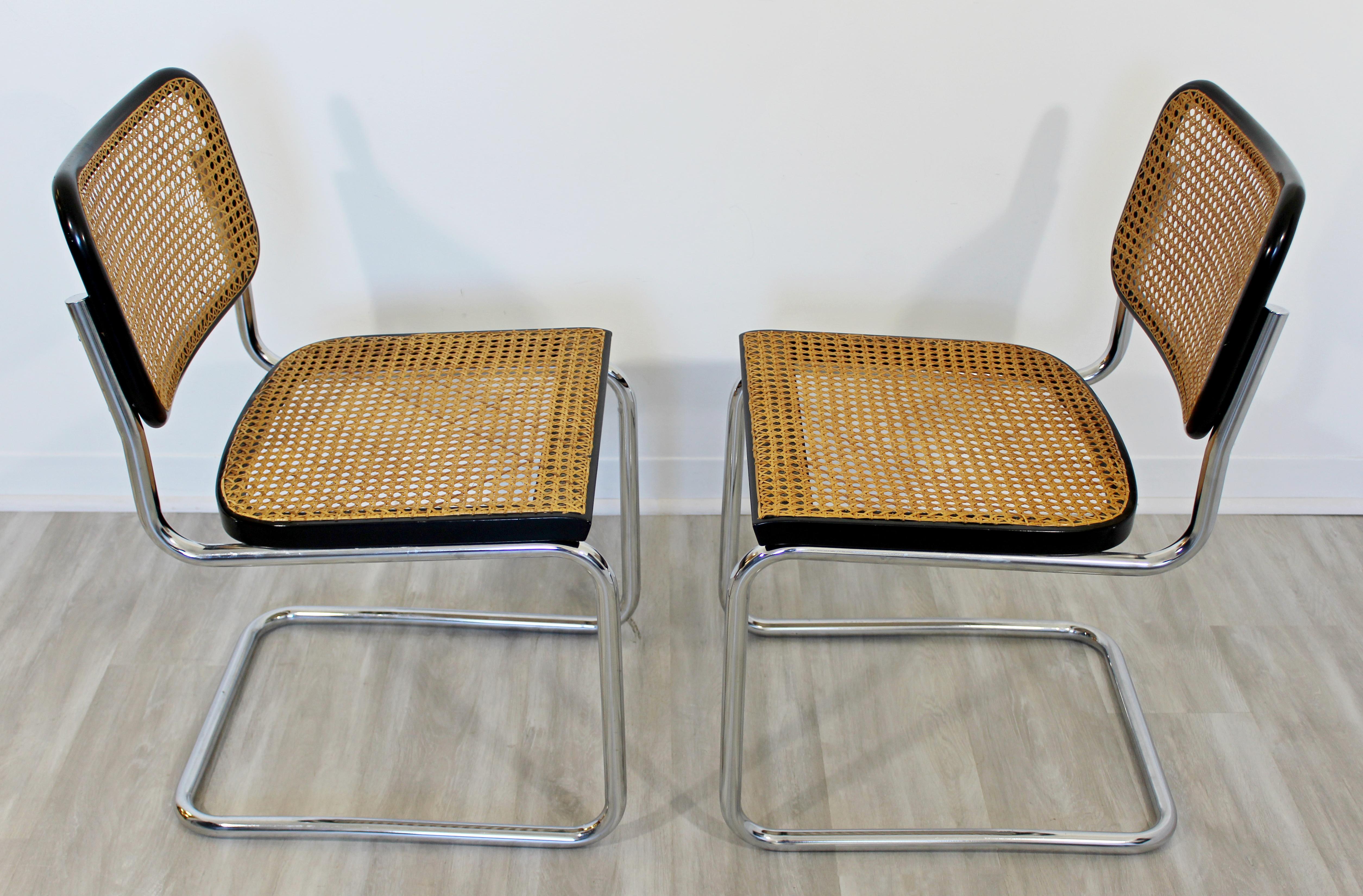 Mid-Century Modern Breuer Knoll Set of 4 Cantilever Chrome and Cane Side Chairs 1