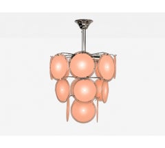 Mid-Century Modern, Bright Pink Murano Glass, Chrome, Pendant Light, 1960s