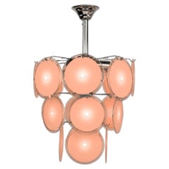 Mid-Century Modern, Bright Pink Murano Glass, Chrome, Pendant Light, 1960s