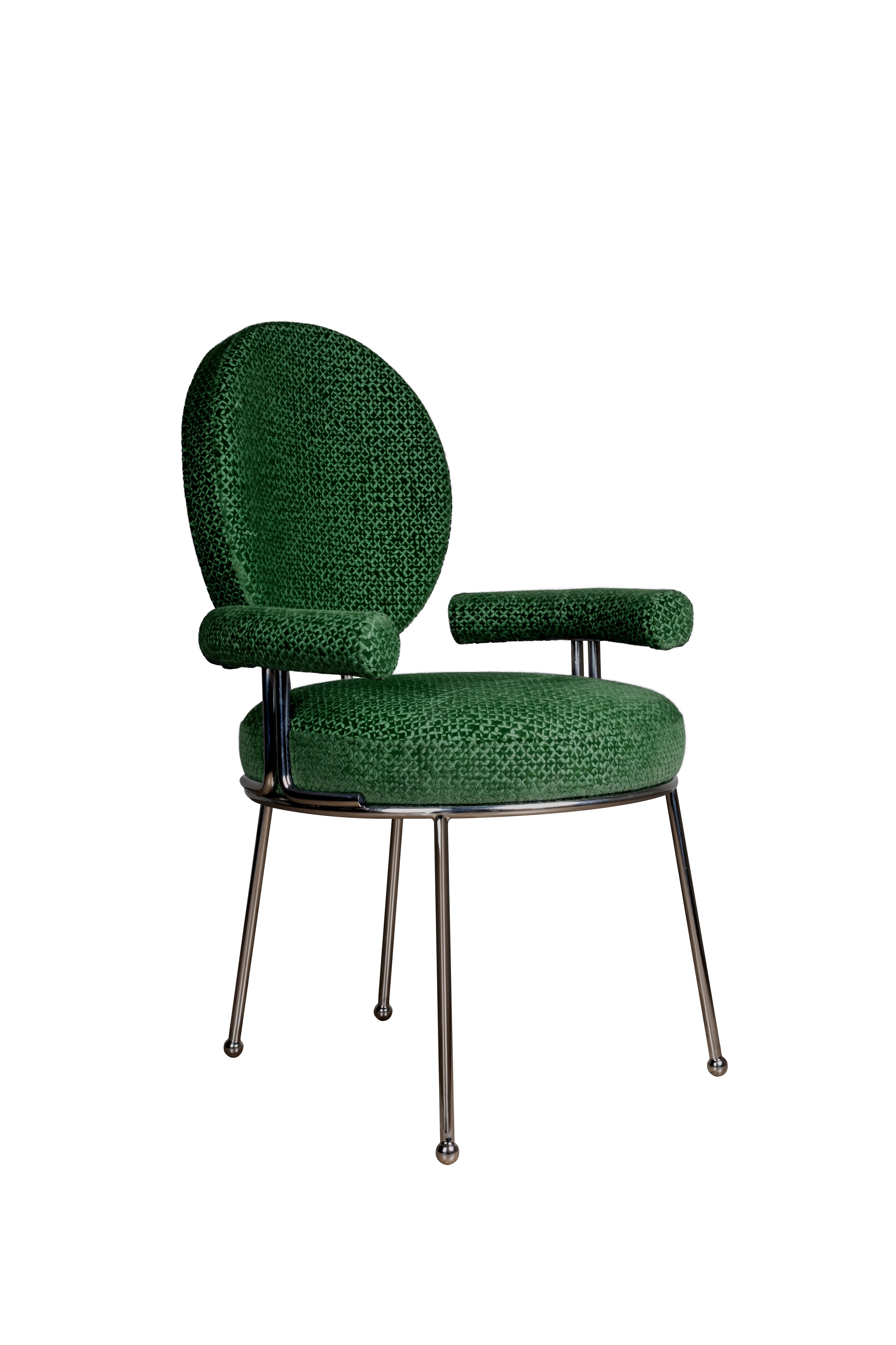Mid-Century Modern Brigid III Dining Chair Stainless Steel Made in Portugal In New Condition For Sale In RIO TINTO, PT