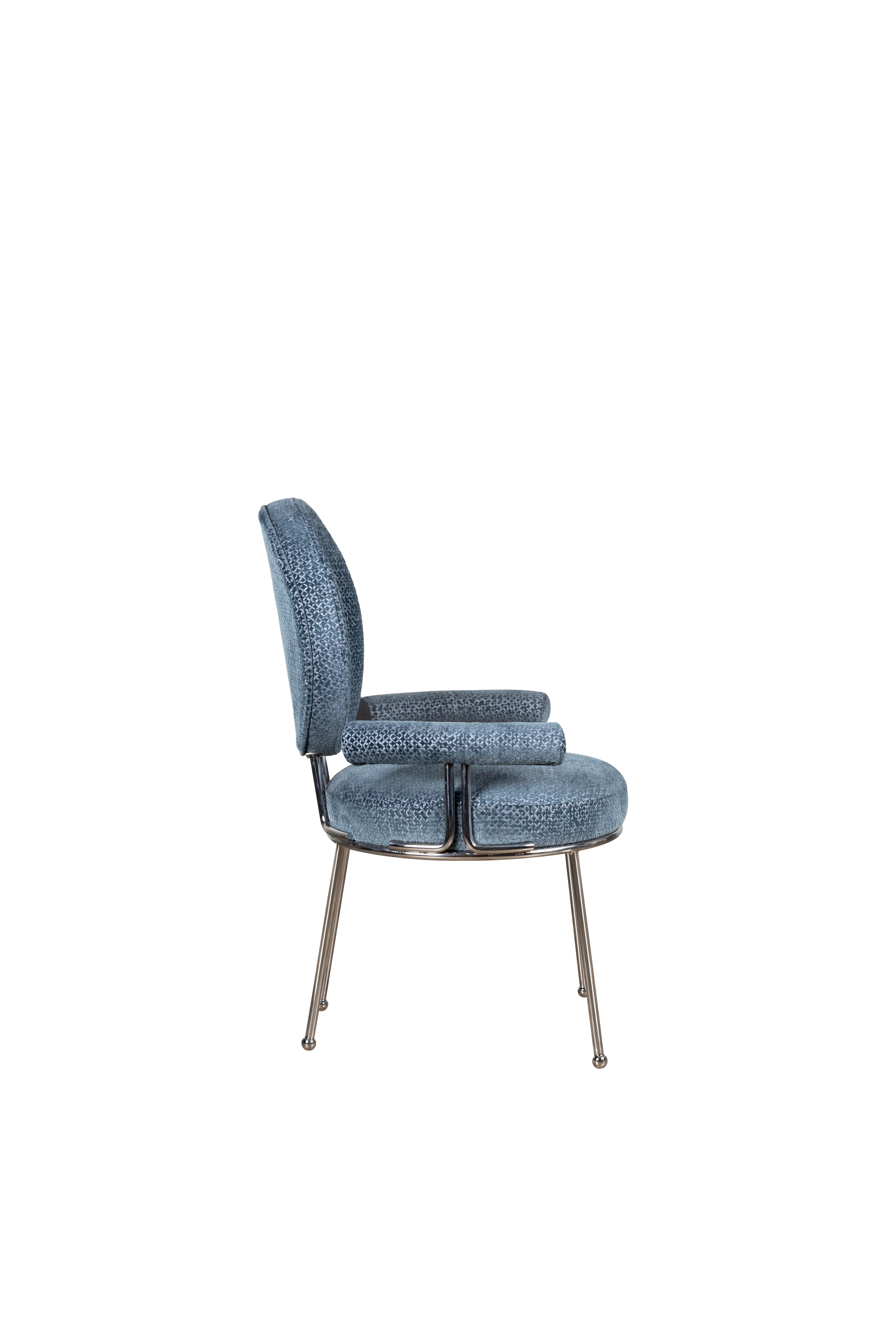 Contemporary Mid-Century Modern Brigid III Dining Chair Stainless Steel Made in Portugal For Sale