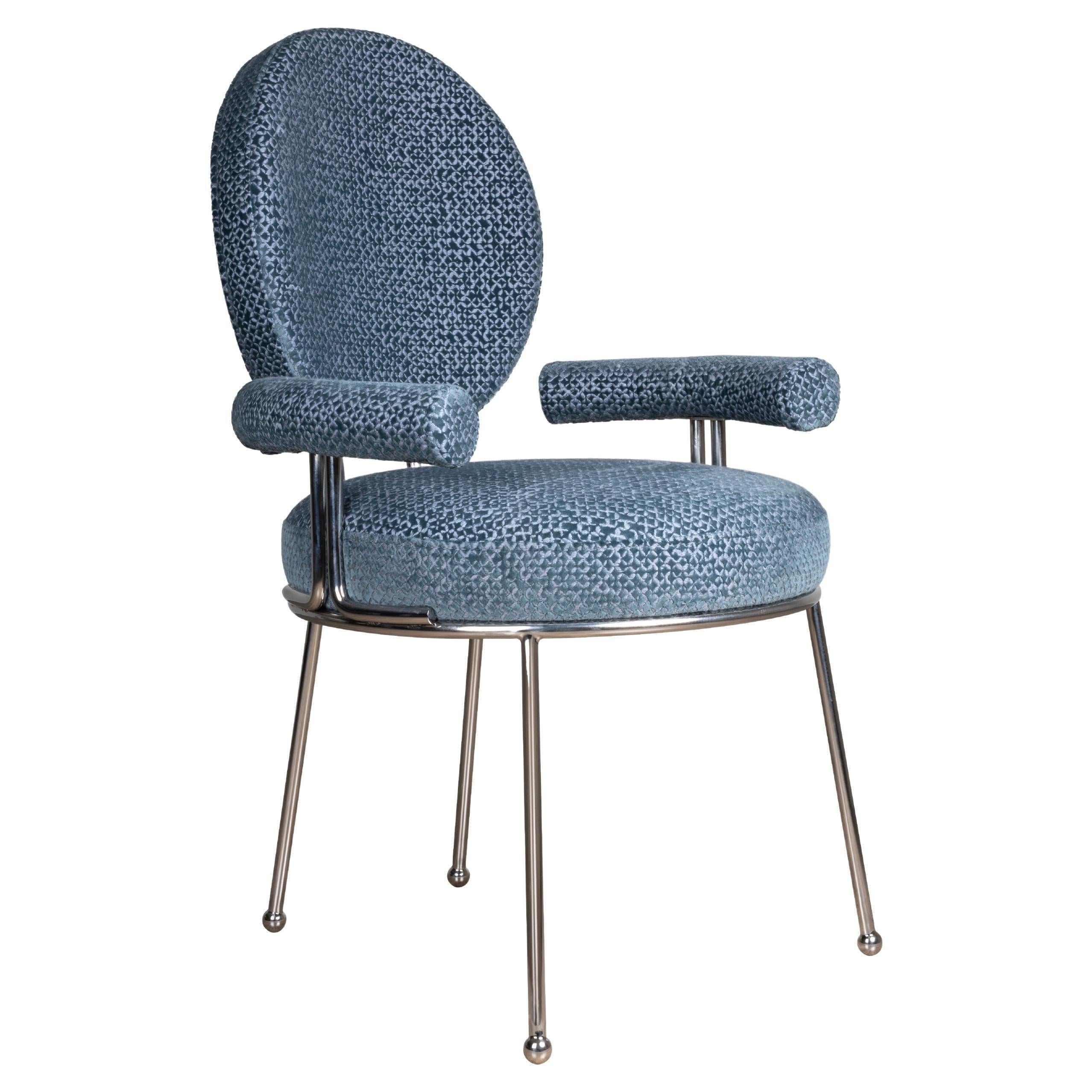 Mid-Century Modern Brigid III Dining Chair Boucle Stainless Steel For Sale