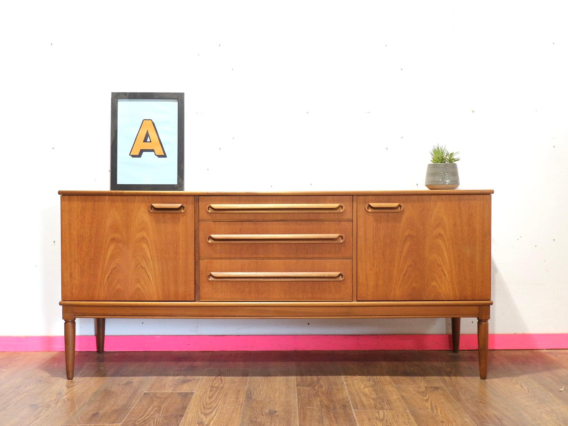 Mid Century Modern British Vintage Teak Sideboard Credenza Danish Style For Sale 6