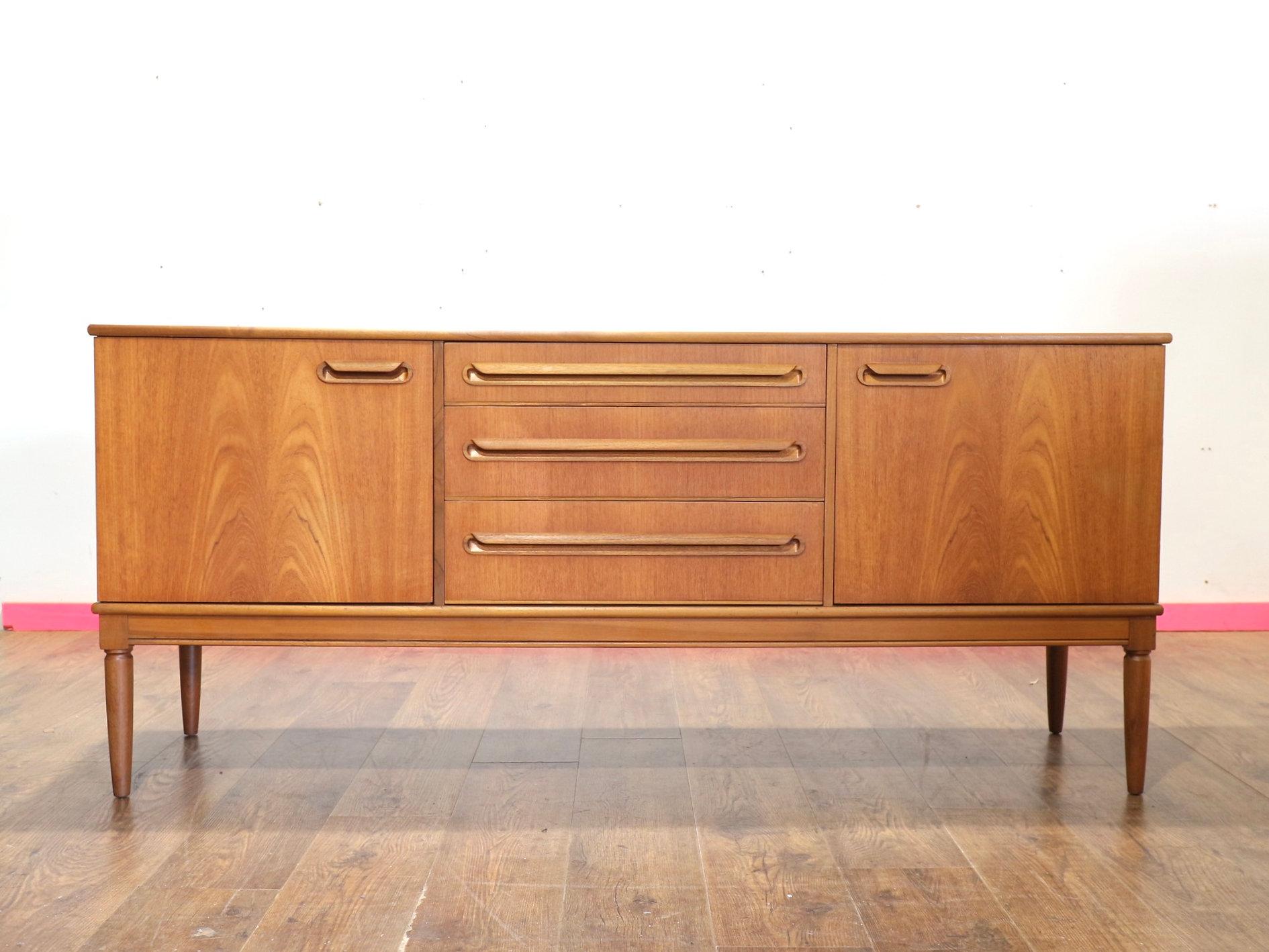 Mid Century Modern British Vintage Teak Sideboard Credenza Danish Style For Sale 7
