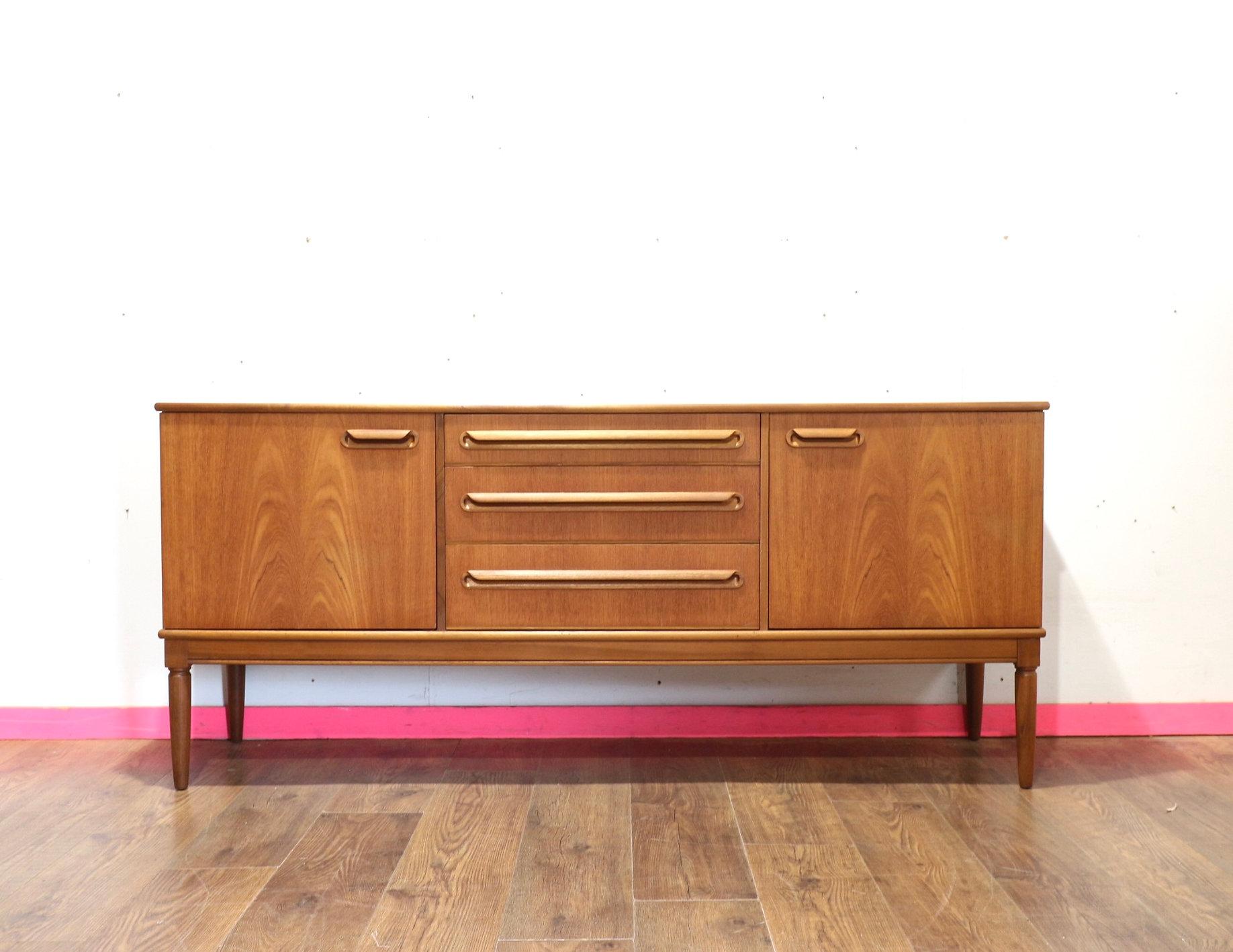 Mid-Century Modern Mid Century Modern British Vintage Teak Sideboard Credenza Danish Style For Sale