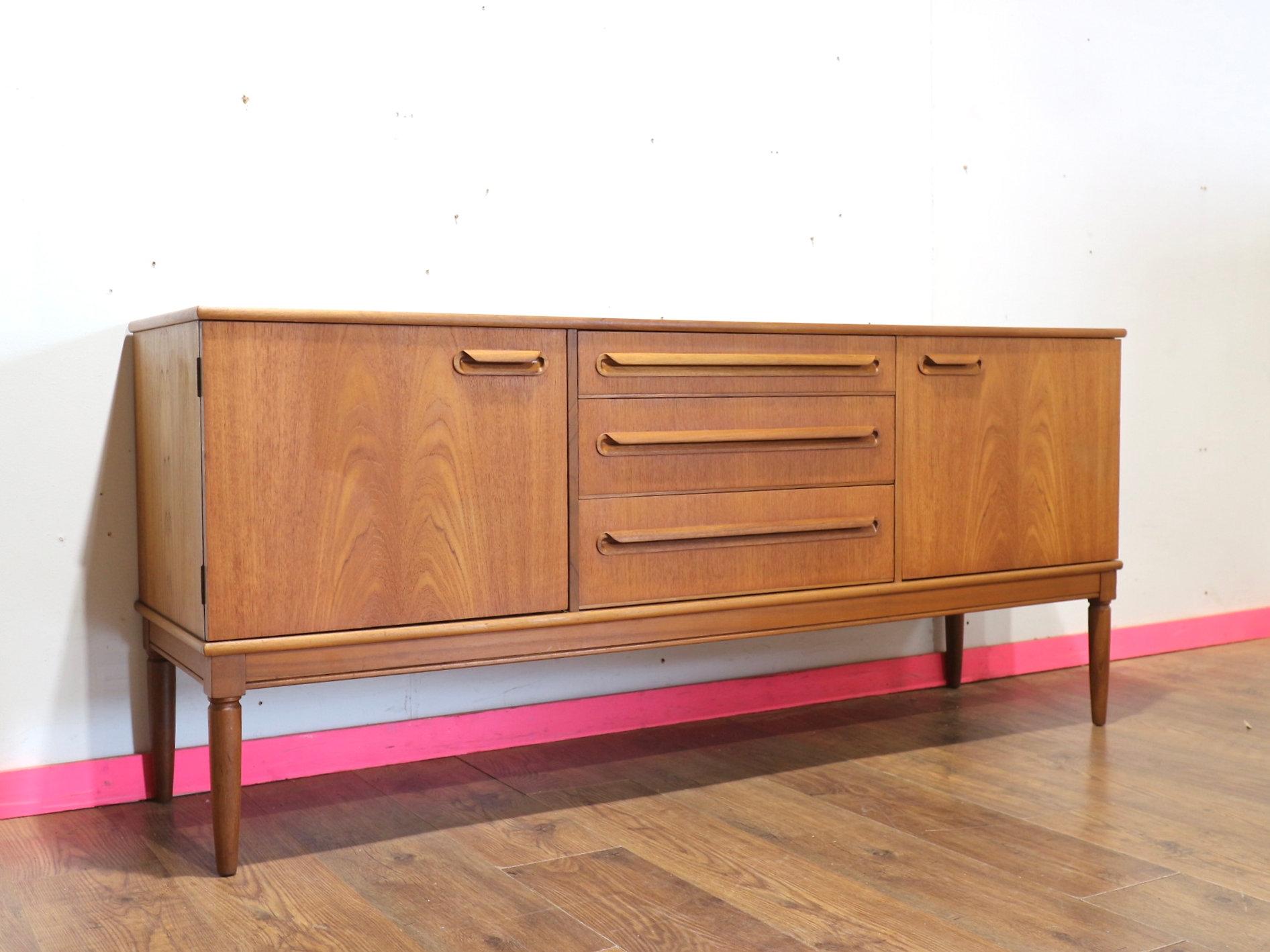 20th Century Mid Century Modern British Vintage Teak Sideboard Credenza Danish Style For Sale