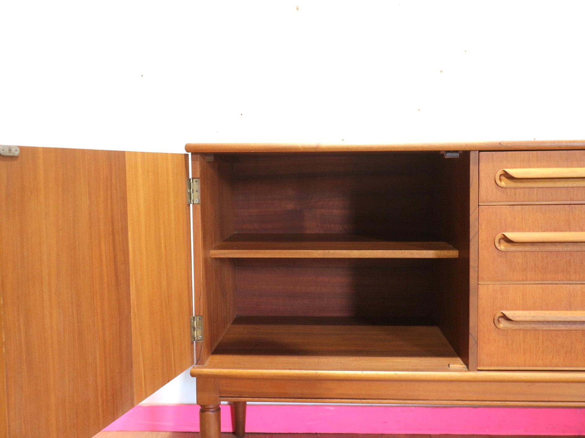 Mid Century Modern British Vintage Teak Sideboard Credenza Danish Style For Sale 1