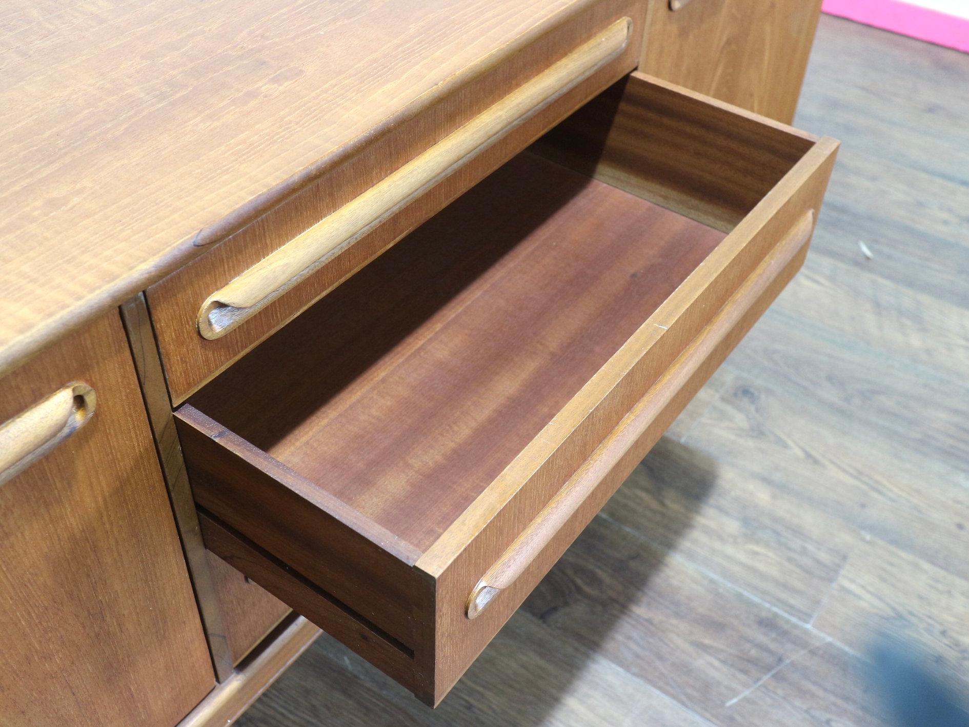 Mid Century Modern British Vintage Teak Sideboard Credenza Danish Style For Sale 3