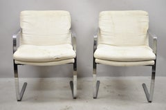 Mid-Century Modern BRNO Style Chrome Cantilever Lounge Armchairs 'A', a Pair
