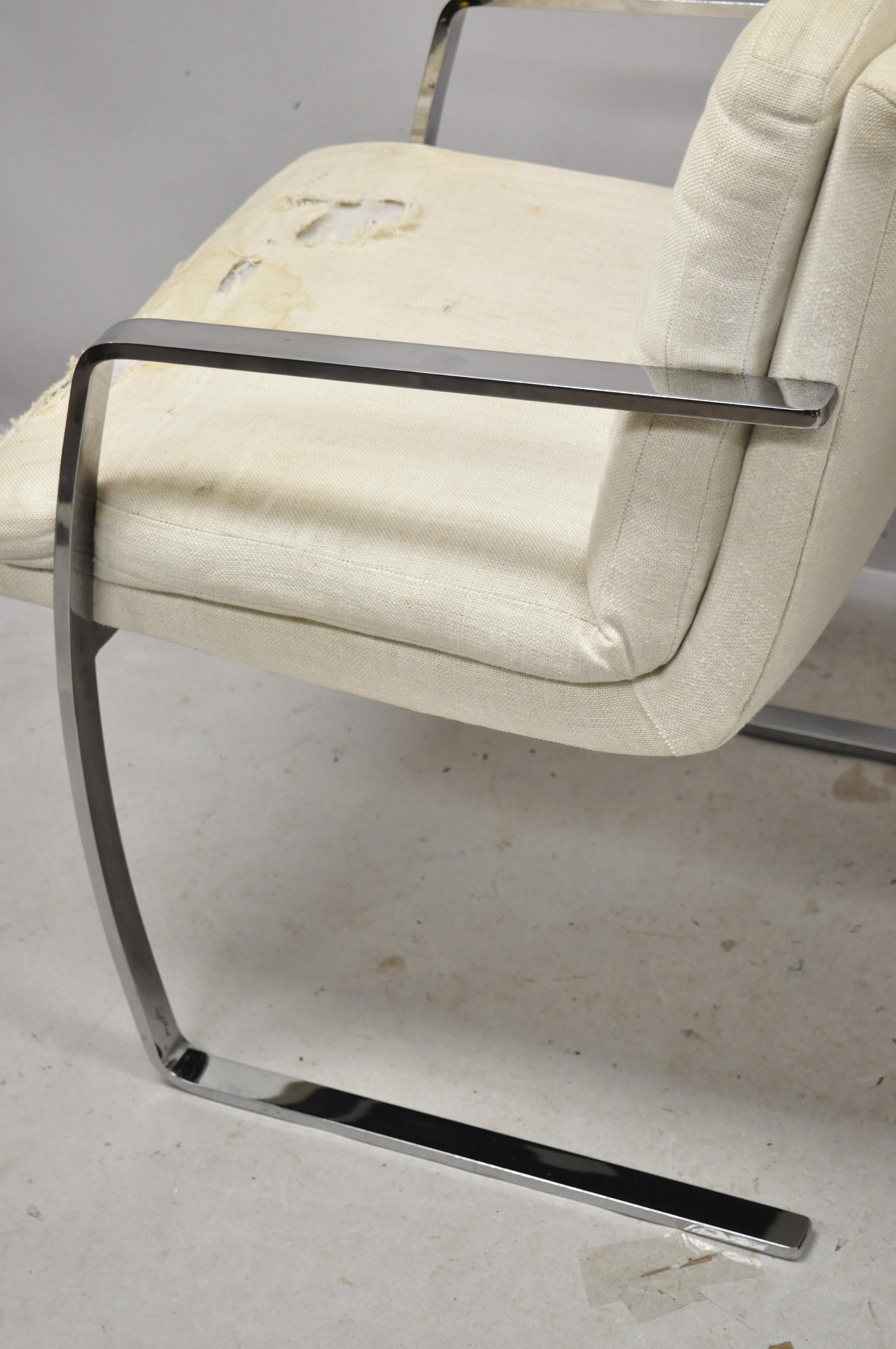 Mid-Century Modern BRNO Style Chrome Cantilever Lounge Armchairs 'C', a Pair In Good Condition For Sale In Philadelphia, PA