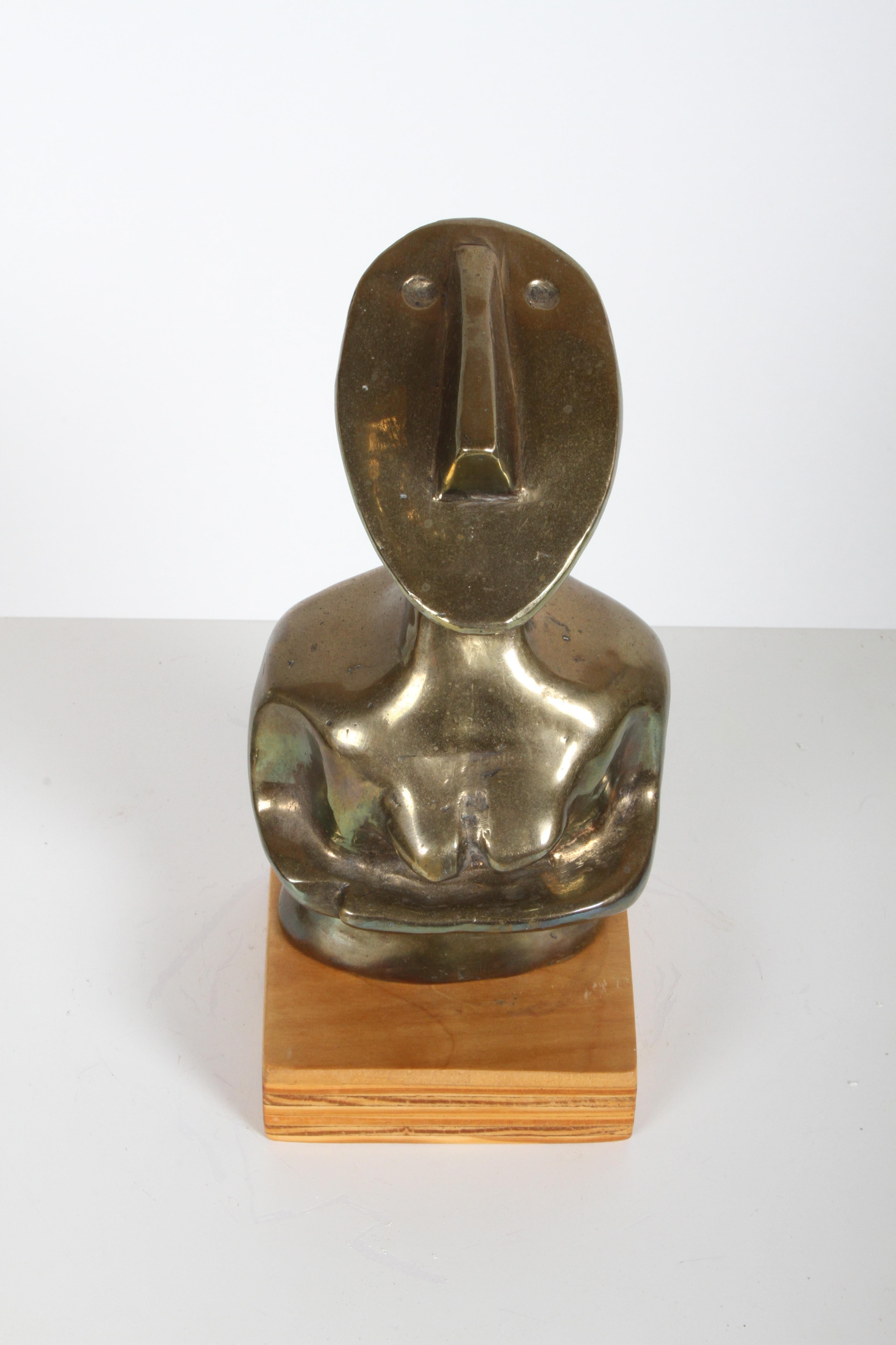 Mid-Century Modern Bronze African Cubist Nude Female Sculpture, Picasso Style 4