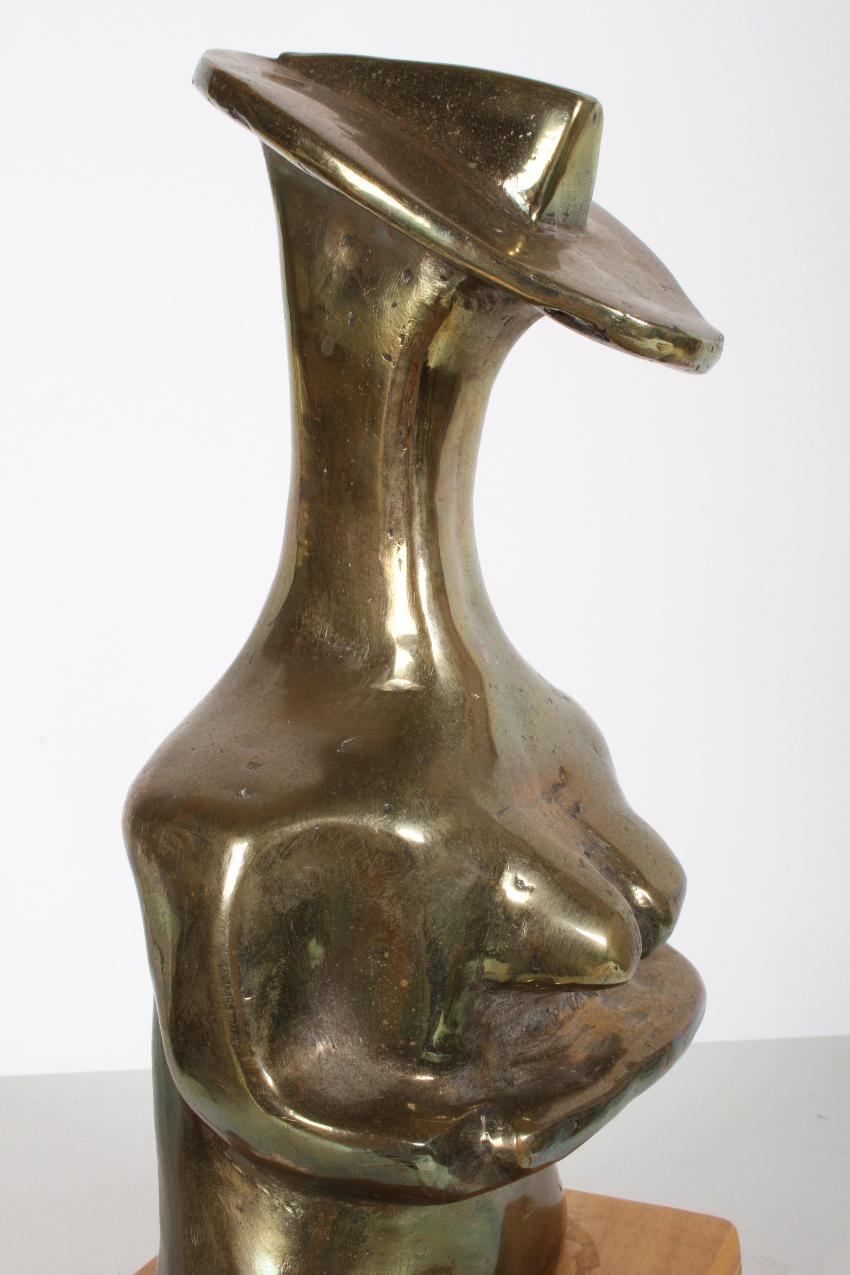 Unknown Mid-Century Modern Bronze African Cubist Nude Female Sculpture, Picasso Style