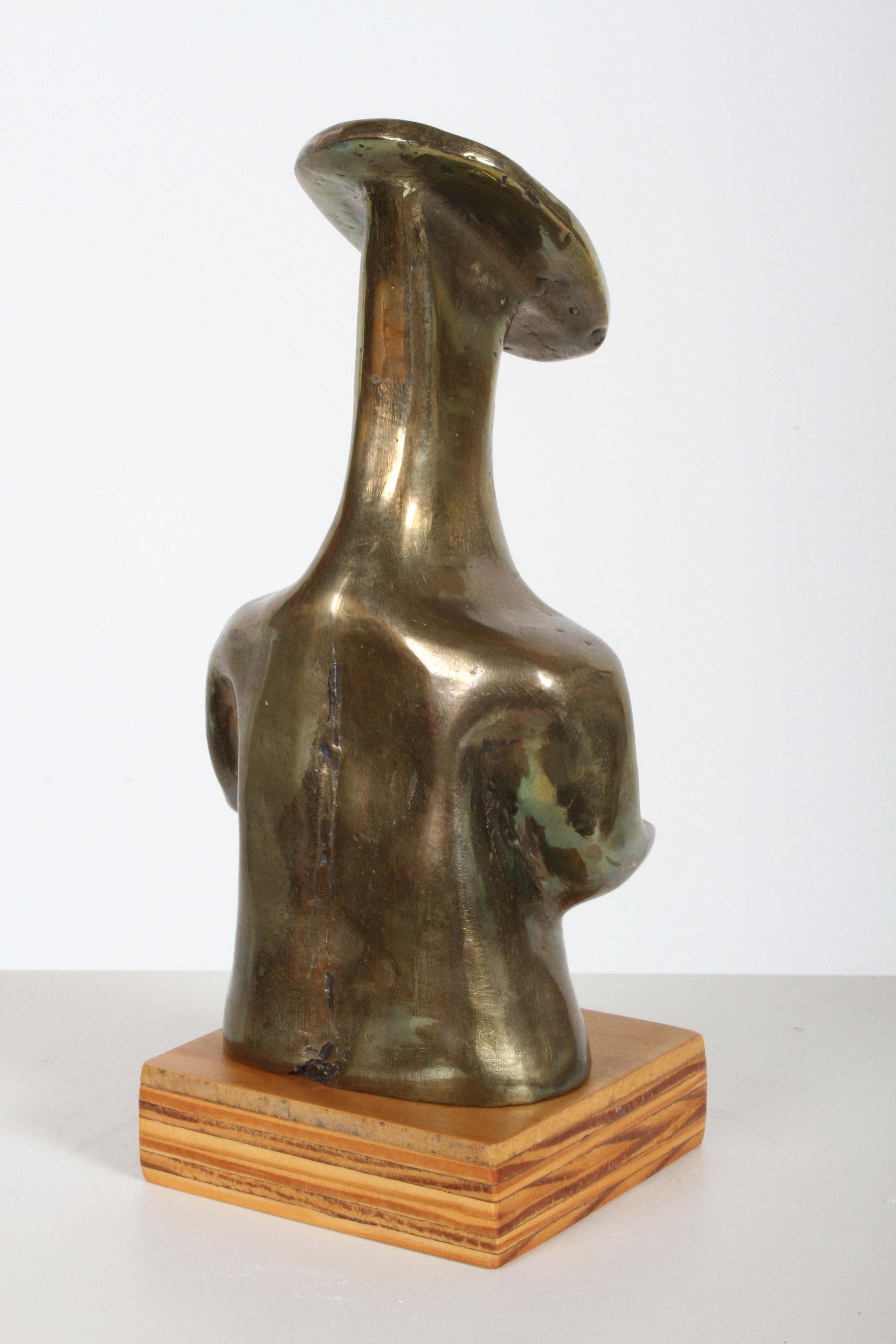 Mid-Century Modern Bronze African Cubist Nude Female Sculpture, Picasso Style In Good Condition In St. Louis, MO