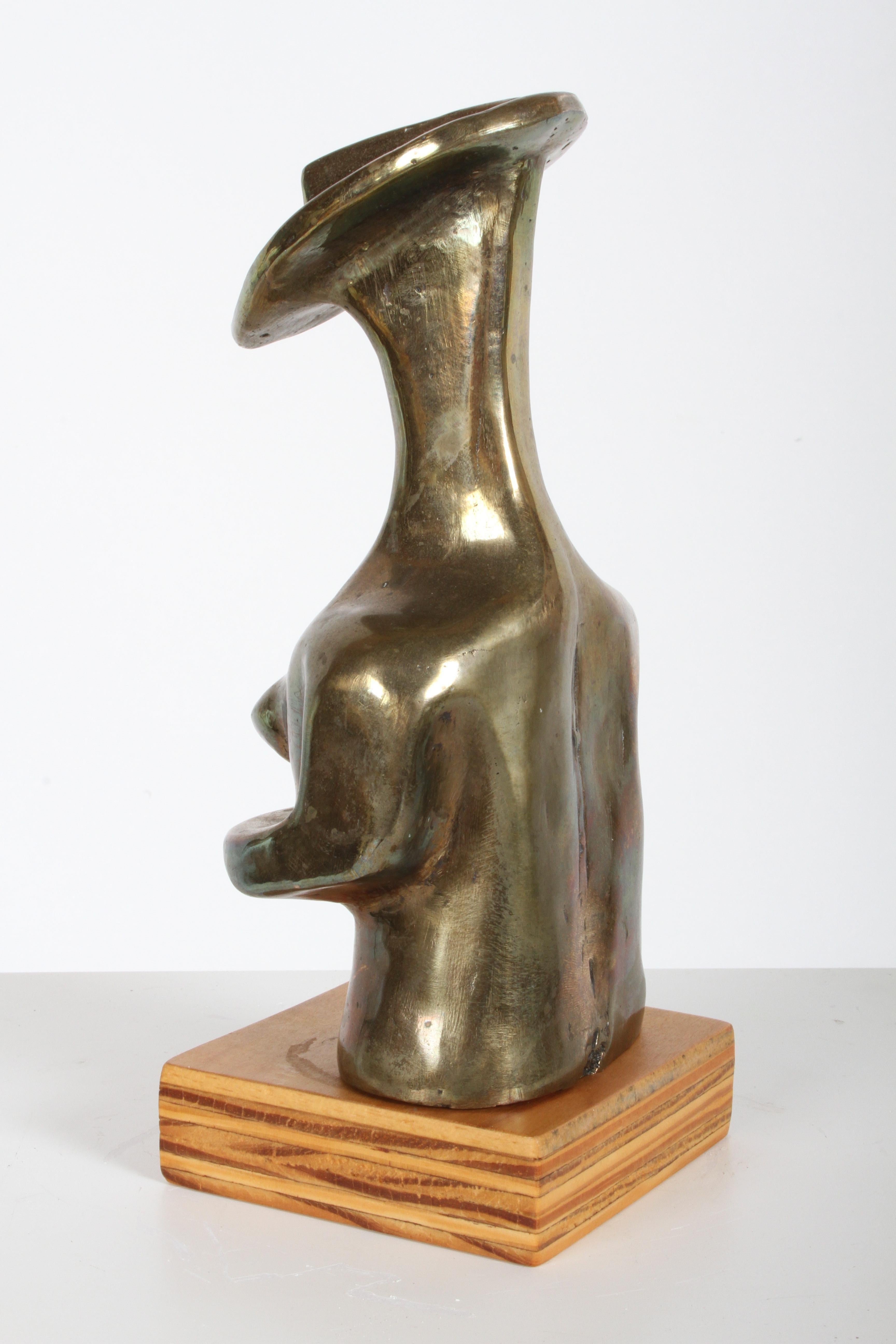 Mid-Century Modern Bronze African Cubist Nude Female Sculpture, Picasso Style 1