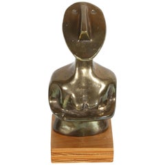 Mid-Century Modern Bronze African Cubist Nude Female Sculpture, Picasso Style