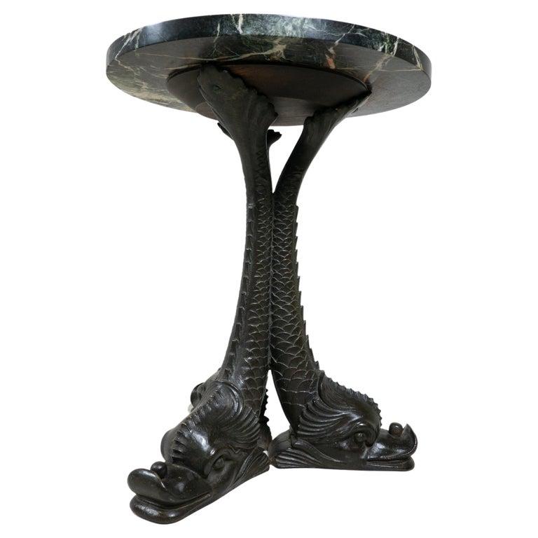 20th Century Mid-Century Modern Bronze and Marble Side Table For Sale