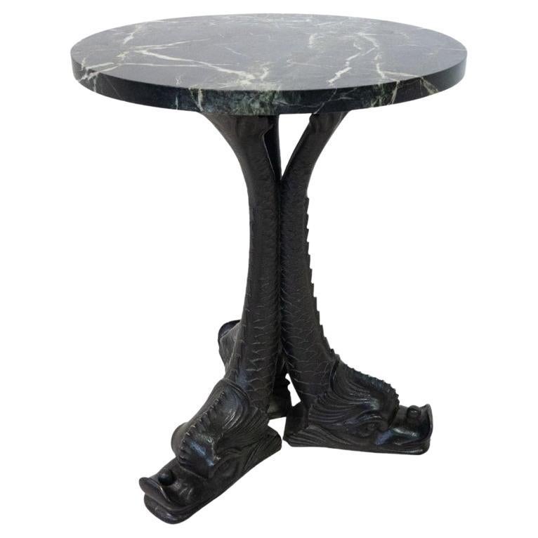 Mid-Century Modern Bronze and Marble Side Table For Sale