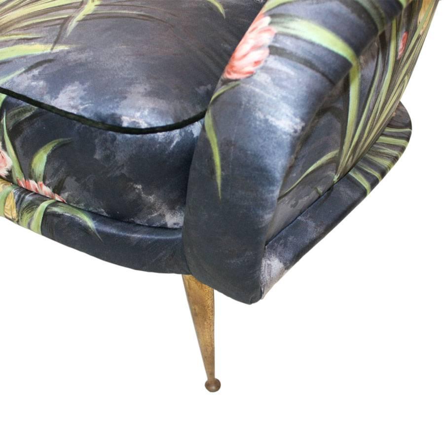 Mid-Century Modern Bronze and Original Upholstery Italian Sofa, Ready to Ship For Sale 2