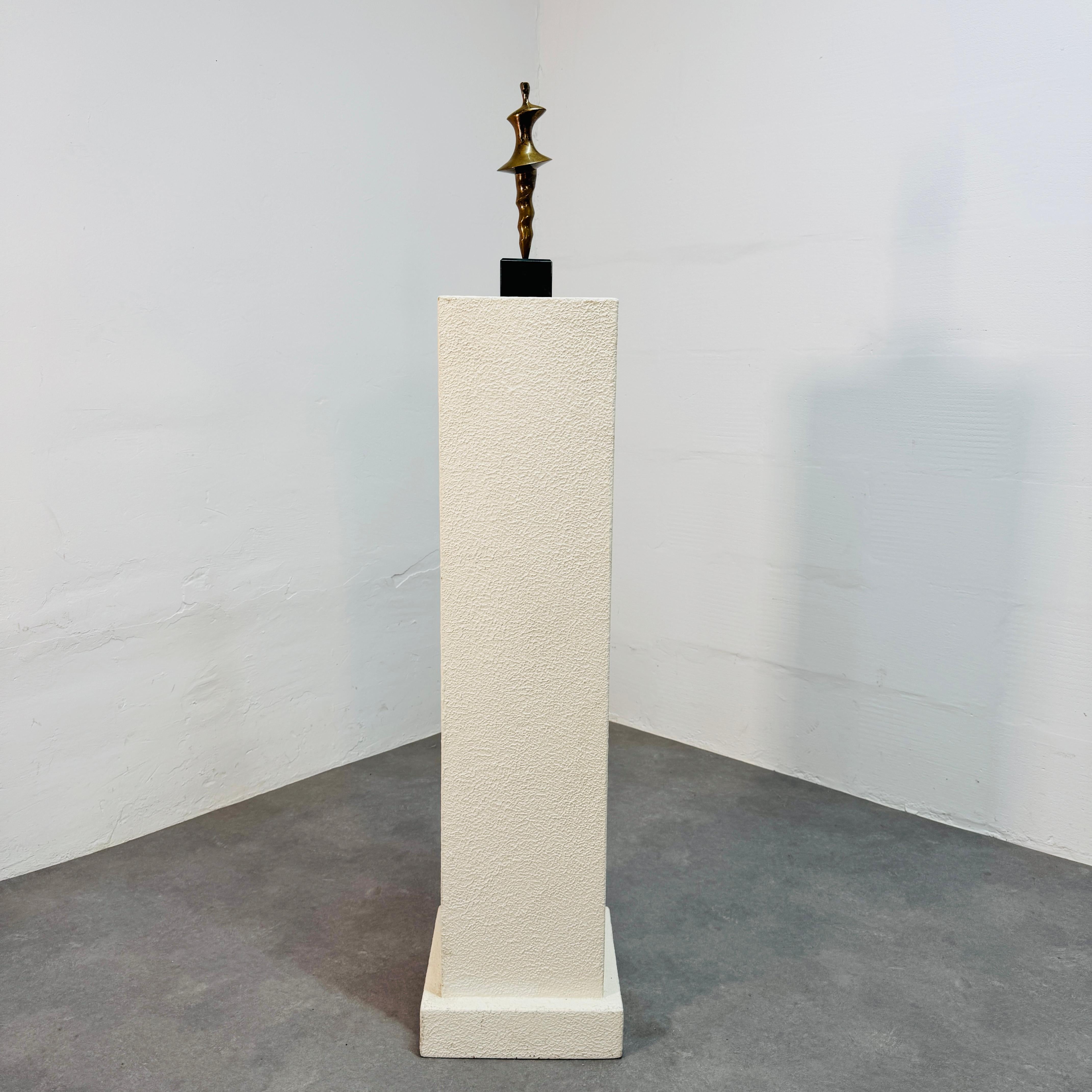 Gorgeous abstract Mid-Century bronze of a dancing female on marble pedestal. 

Sort of an adventure. In the short period that we have owned this statue, we have not been able to find a maker or artist. 
It is clear that this is a very good piece.