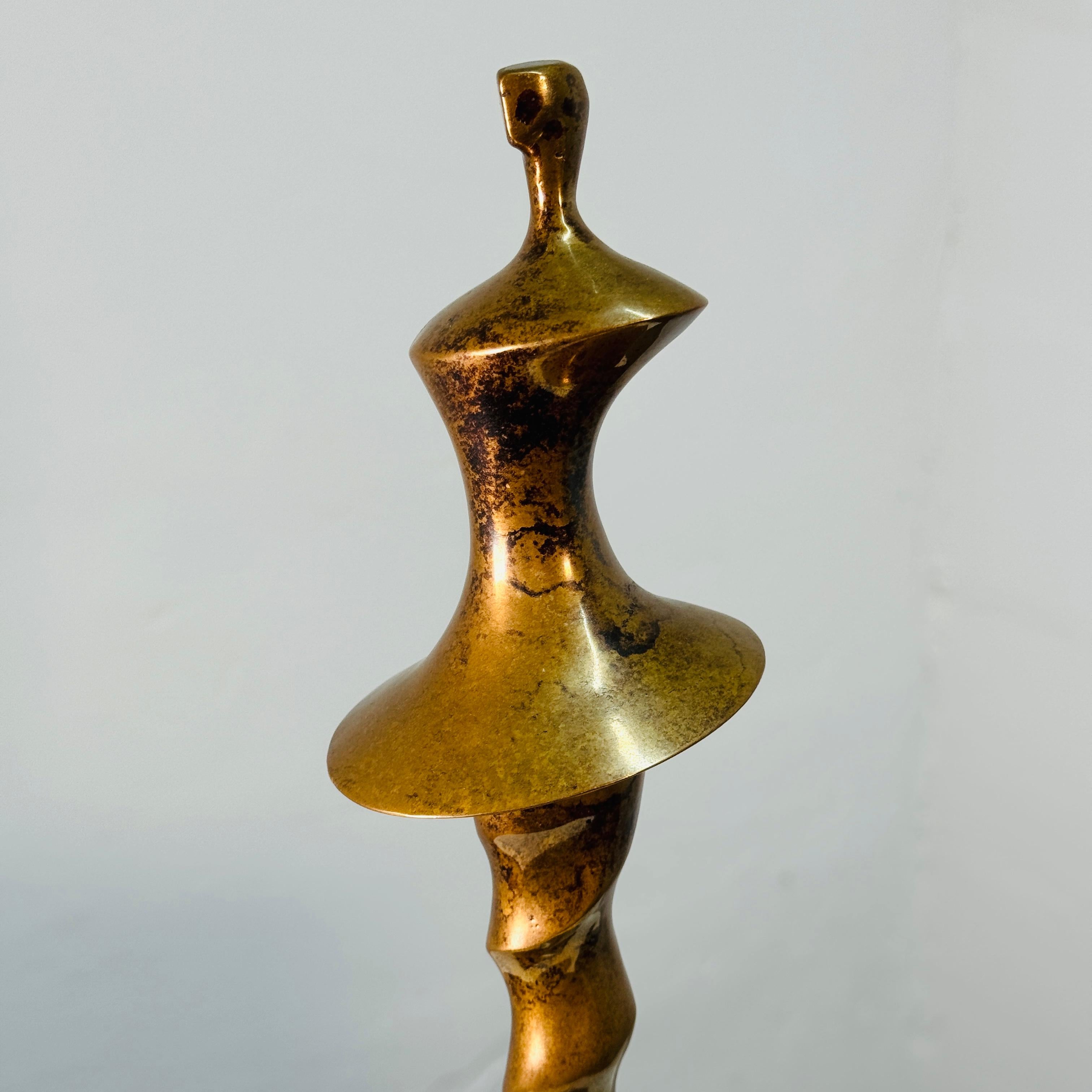 Belgian Mid Century Modern bronze ‘Ballerina’ on marble pedestal. For Sale