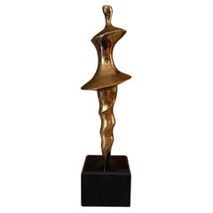 Mid Century Modern bronze ‘Ballerina’ on marble pedestal.