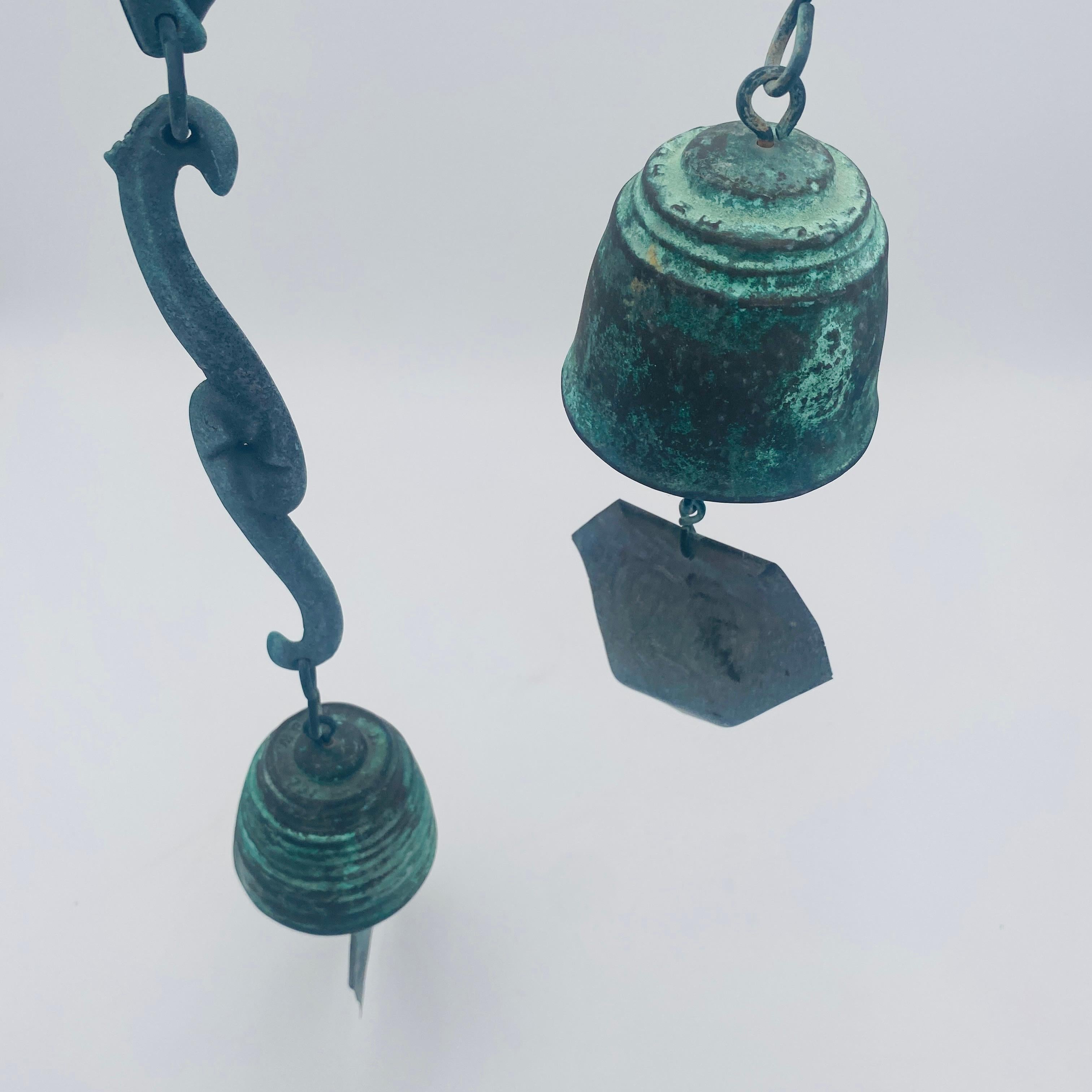 Mid-Century Modern Bronze Bell Wind Chime by Jeff Cross For Sale 7